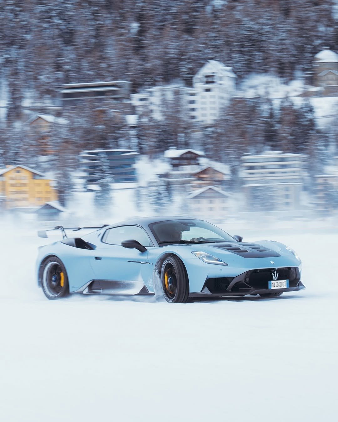 Photo by Maserati on February 02, 2026. May be an image of race car, wheel, road, snow and text.