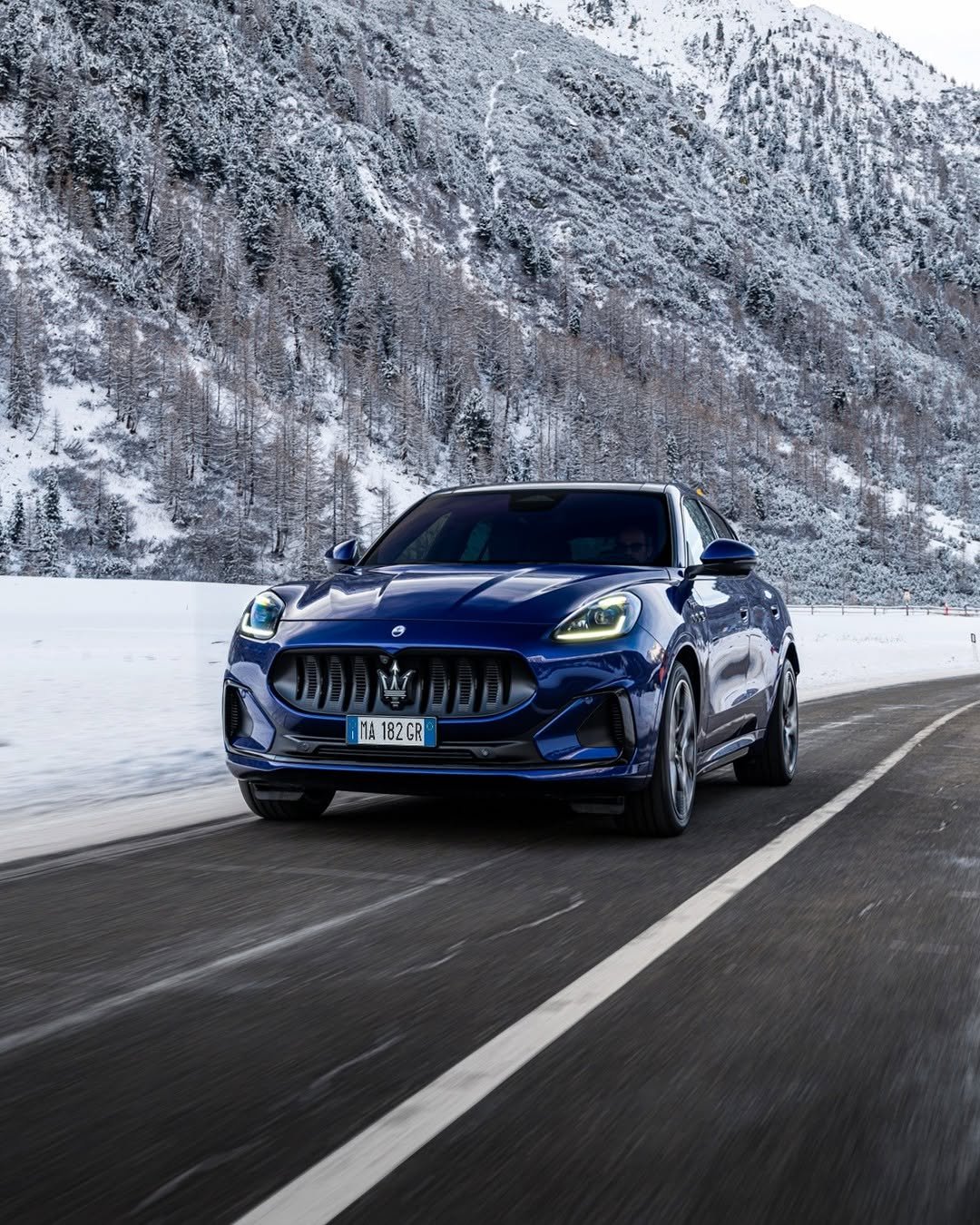 Photo by Maserati on December 12, 2025. May be an image of wheel, sedan, road and text that says 'MA182GR MA1'.