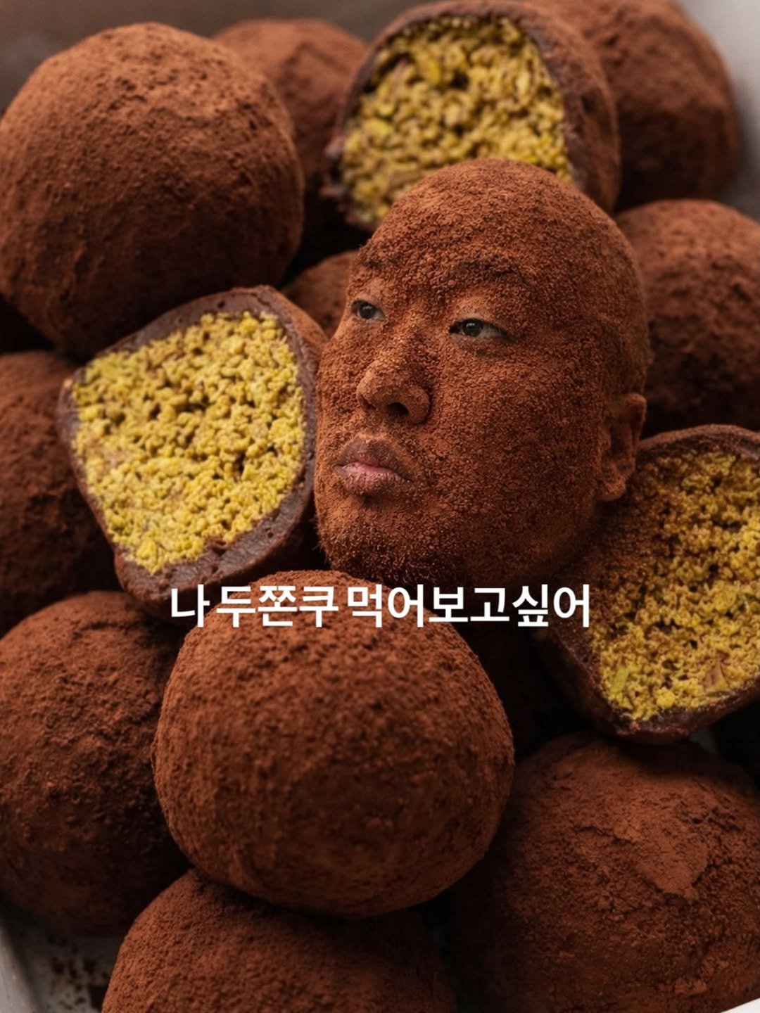 Photo by 상계동조용팔 on January 19, 2026. May be an image of dessert, truffle and text that says '나 나두쫀쿠 먹어보고싶어'.