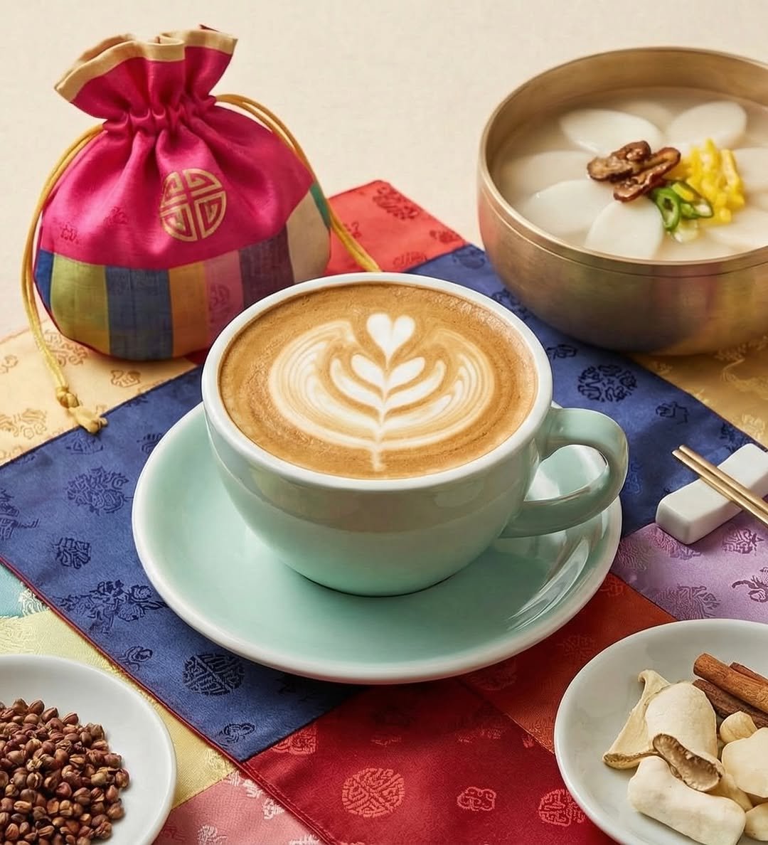 Photo by 상계동조용팔 on February 16, 2026. May be an image of coffee, coffee cup, cappuccino, tea, napkin and text.