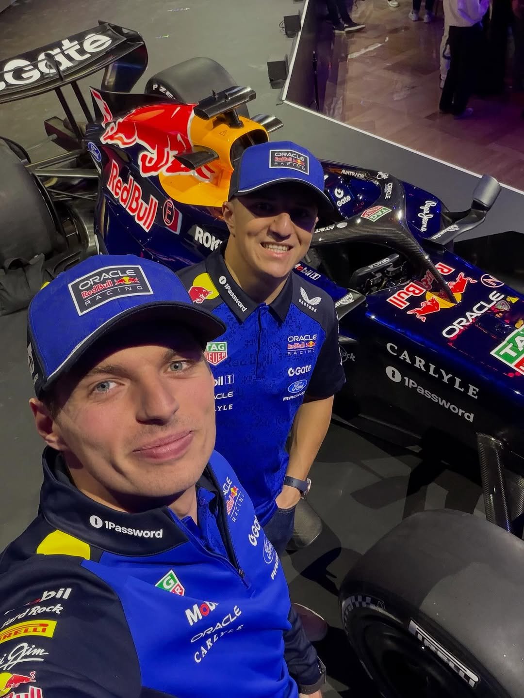 Photo by Oracle Red Bull Racing in Detroit, Michigan with @maxverstappen1, and @isackhadjar. May be an image of racing vehicles, race car, helmet and text.