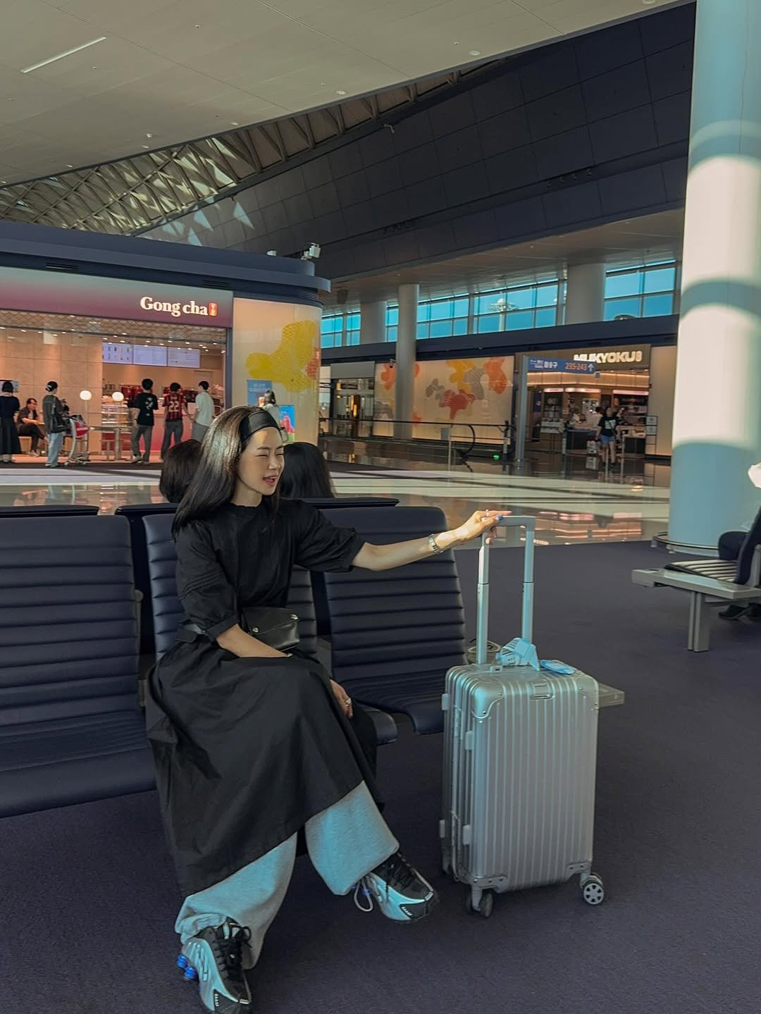 Photo by 메이메이 / maymay on August 12, 2025. May be an image of 8 people, suitcase, luggage, terminal and text.
