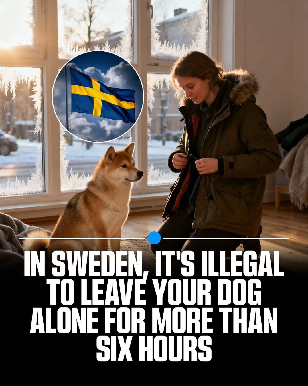 Photo by MTSBWY / Science, History, Entertainment & News on December 02, 2025. May be a meme of flag and text that says 'IN SWEDEN IT'S ILLEGAL TO LEAVE YOUR DOG ALONE FOR MORE THAN SIX HOURS'.