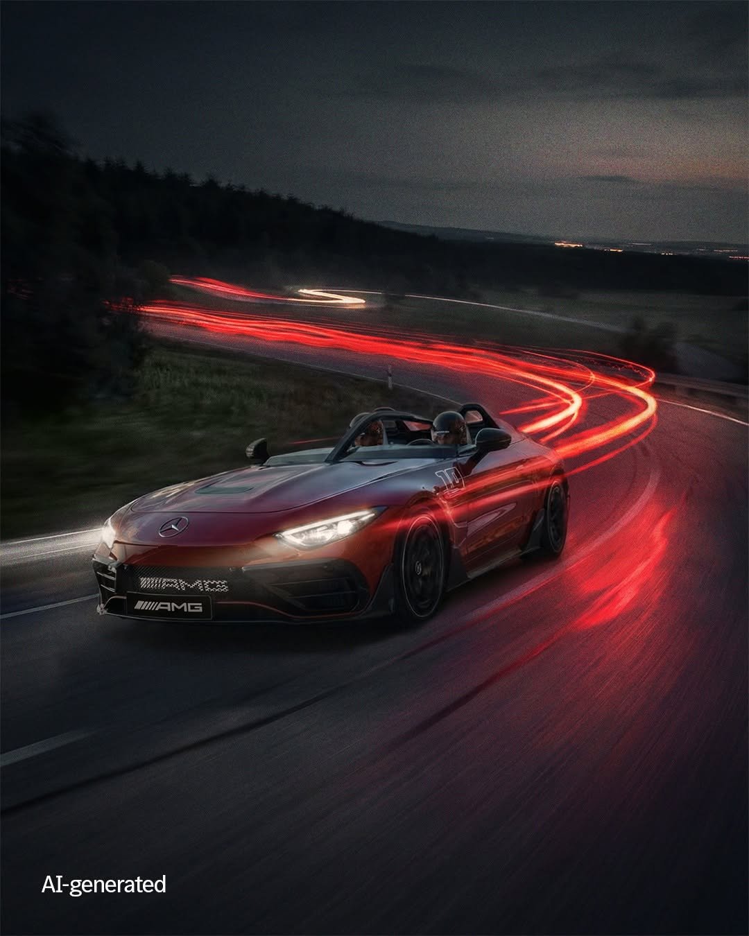 Photo shared by Mercedes-AMG on February 14, 2026 tagging @mercedesbenz. May be an image of race car, roadster, convertible, wheel, road and text.