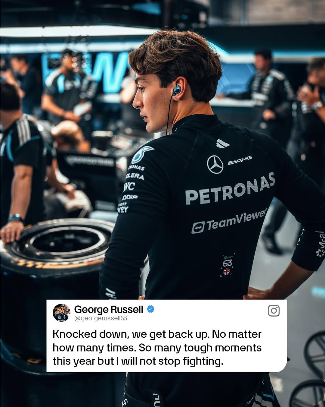 mercedesamgf1 게시물 이미지: Full focus on what's ahead - we're with you, George 🩵