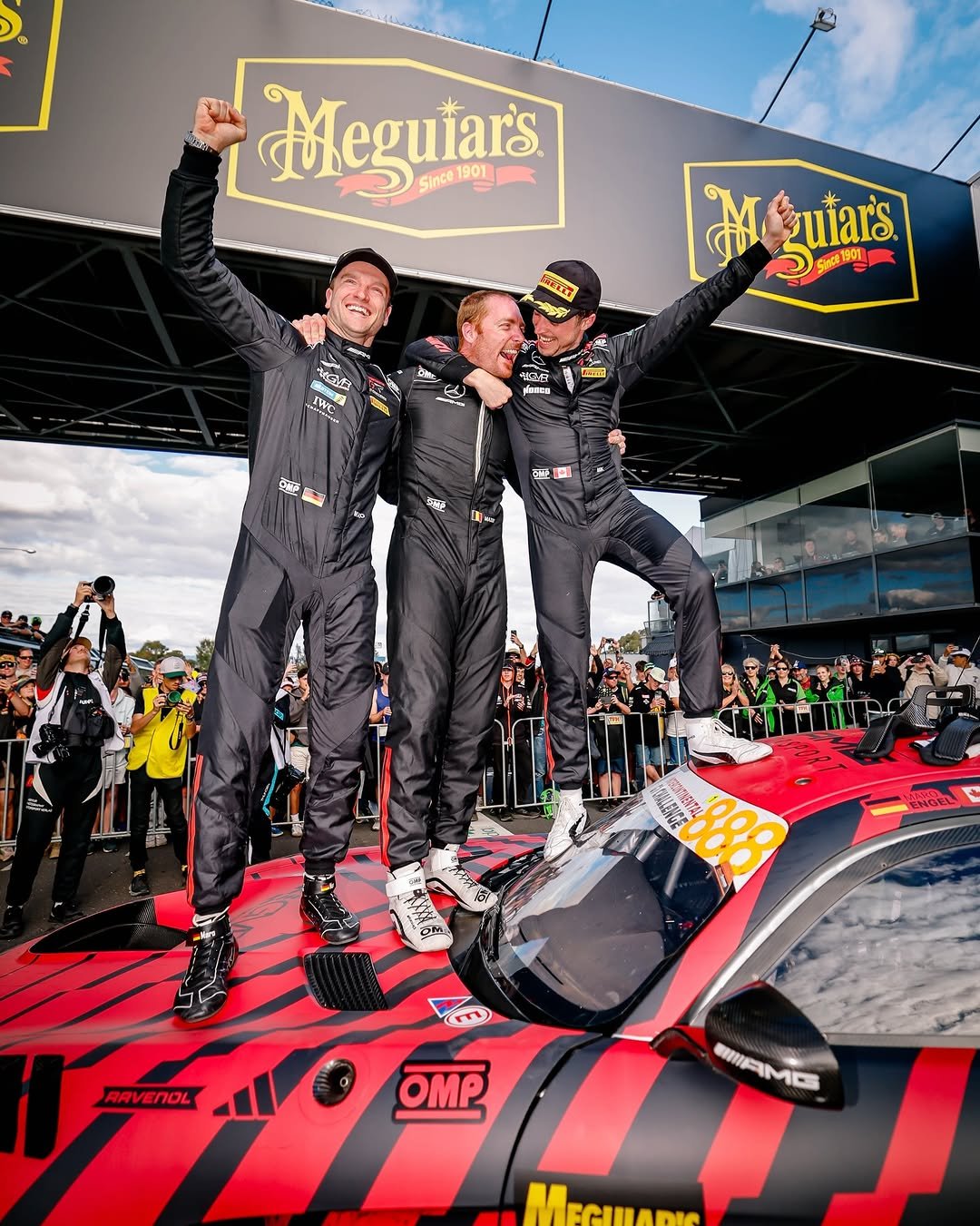 Photo shared by Mercedes-AMG Motorsport on February 15, 2026 tagging @mercedesbenzau, @ompracing, @mikgrenier, @maximemartinracing, @bathurst12hr, @maroengel, @mercedesbenznz, @ravenol.de, @gruppem_racing, @intercontgtc, and @adidasmotorsport. May be an image of racing vehicles, race car and text.