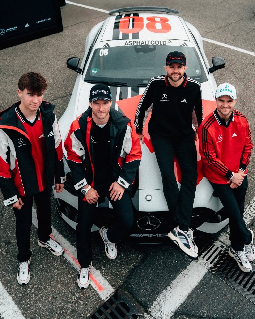 Photo shared by Mercedes-AMG Motorsport on October 03, 2025 tagging @jules_gounon, @asphaltgold, @maroengel, @dtm.official, @hockenheimring, @luggiauer, @tomkalender_, and @adidasmotorsport. May be an image of 4 people, people racing vehicles, race car and text.