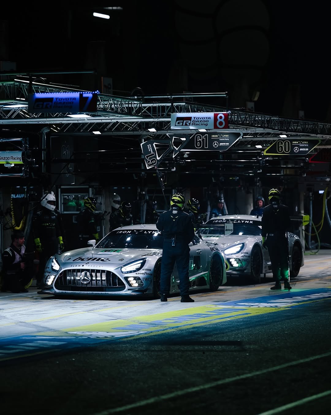 Photo shared by Mercedes-AMG Motorsport on November 15, 2025 tagging @24hoursoflemans, @mercedesamg, @24heuresdumans, @fiawec_official, and @iron.lynx. May be an image of racing vehicles, race car and text.
