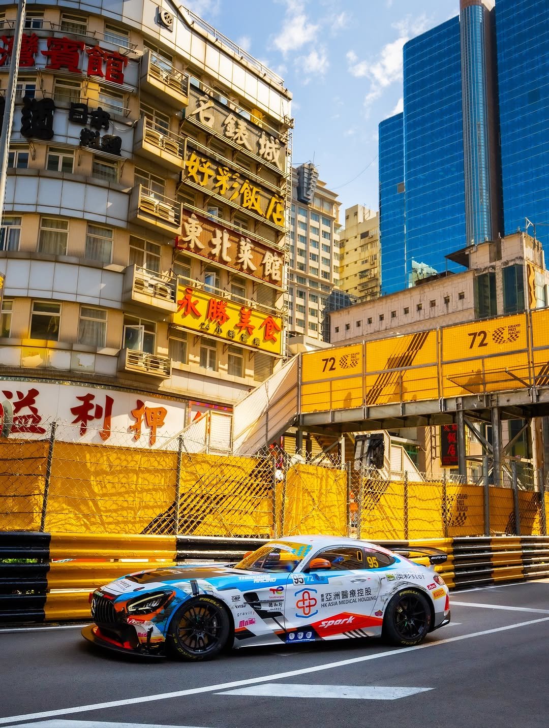 Photo shared by Mercedes-AMG Motorsport on November 14, 2025 tagging @darryloyoung55, @craftbambooracing, and @grandprixmacau. May be an image of race car, road and text.