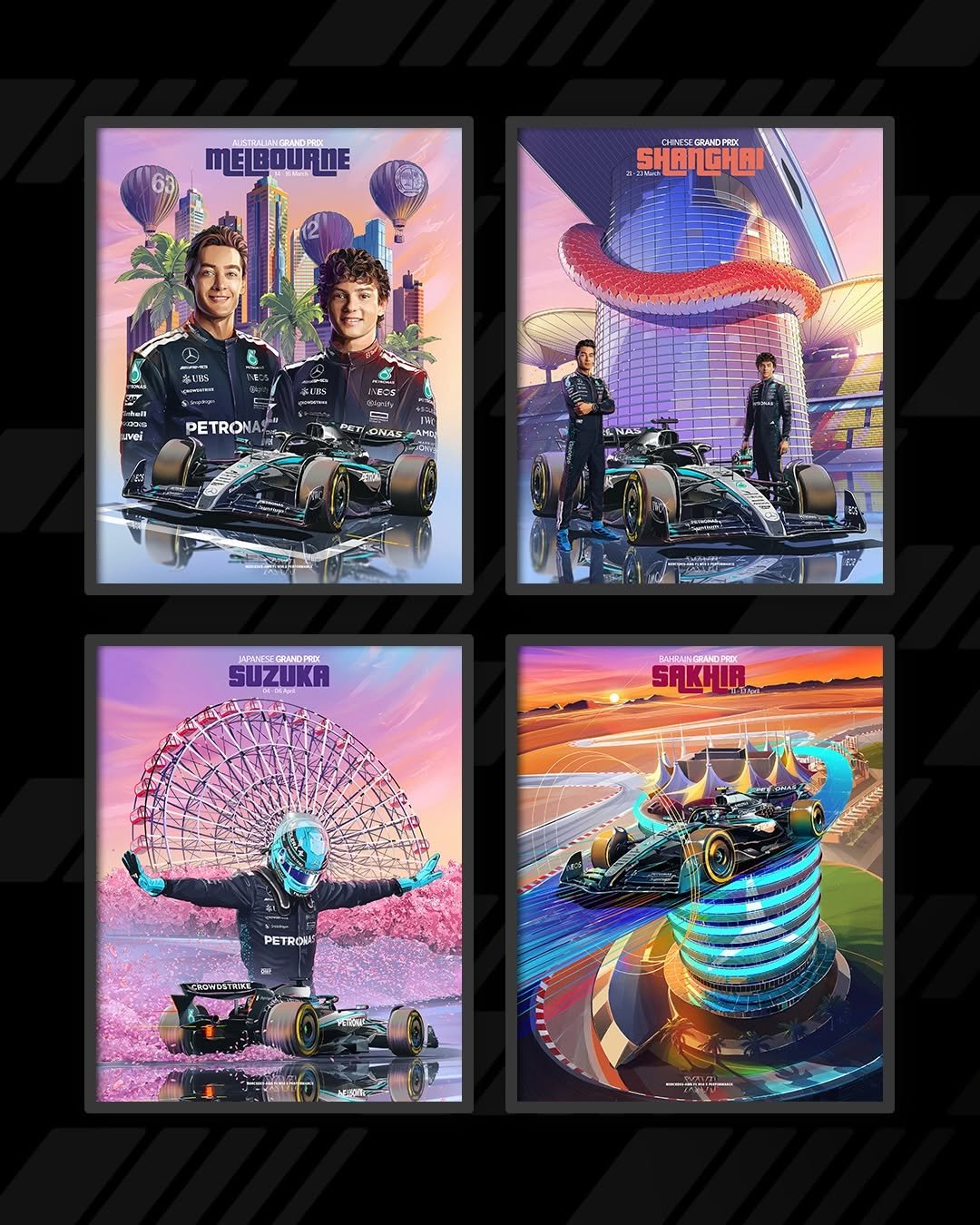 Photo shared by Mercedes-AMG Motorsport on December 28, 2025 tagging @mercedesamgf1, and @amir.mrzae. May be pop art of poster, lego and text.