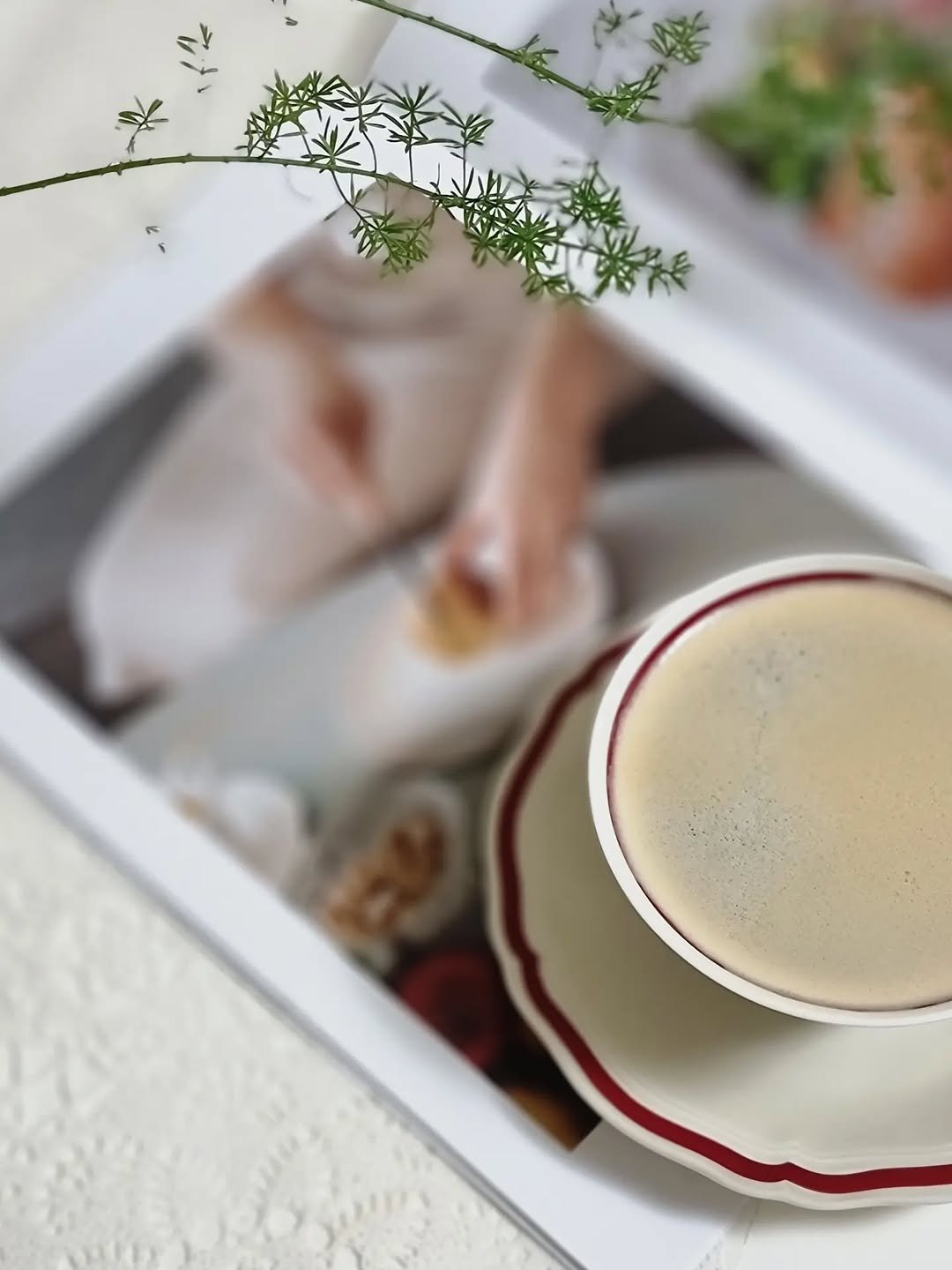 Photo by merry J on April 23, 2026. May be an image of coffee cup, coffee, cup, cappuccino, saucer, teacup, chinaware, tea and text.