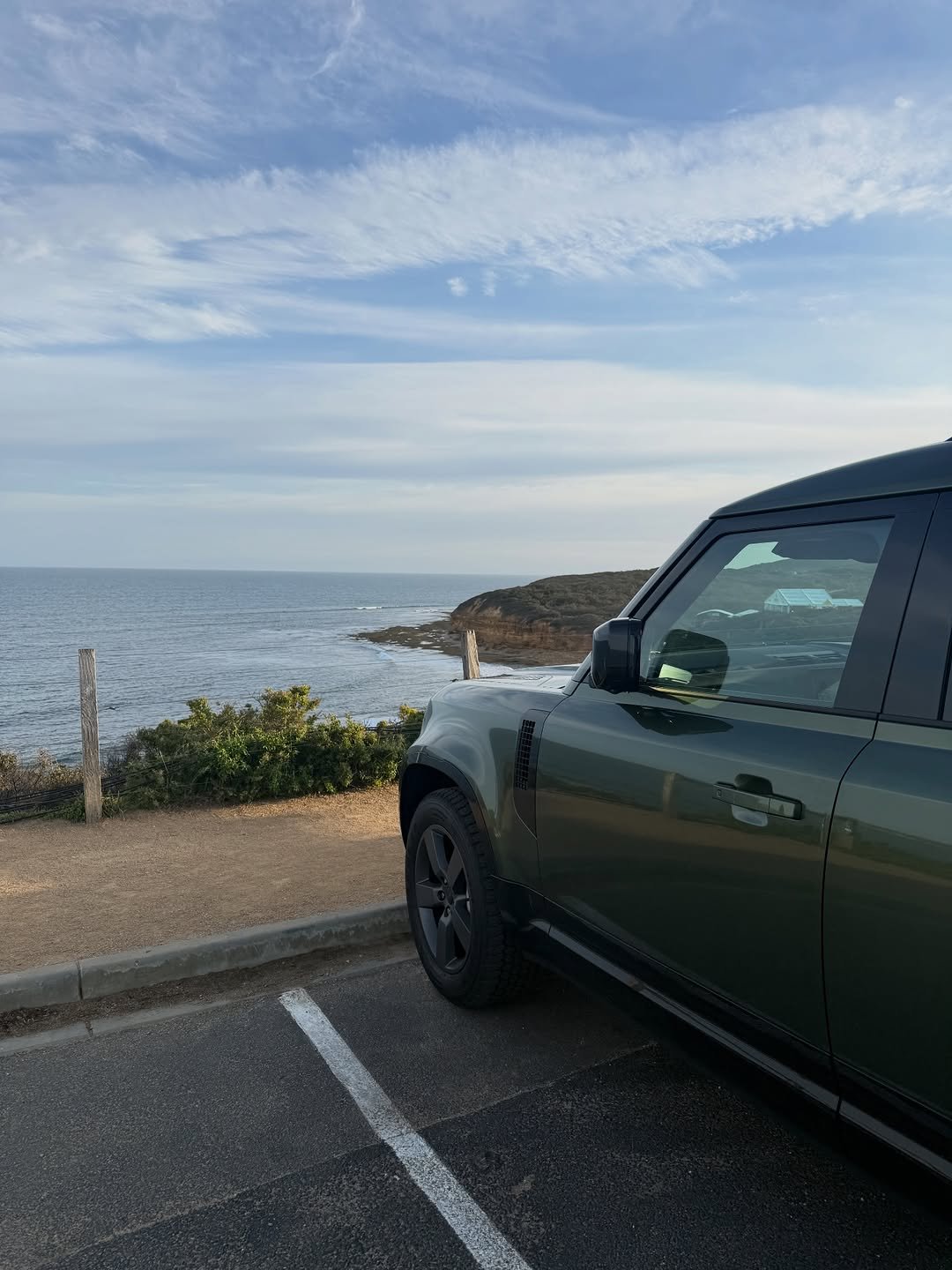Photo shared by Mick Fanning on April 02, 2026 tagging @melbcitylandrover, and @defender. May be an image of car, jeep, road and text.