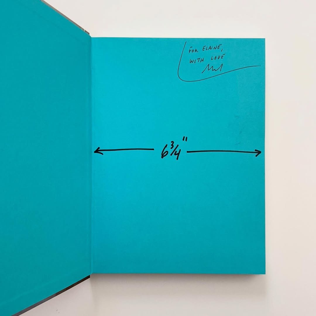 Photo by Micah Lexier on August 06, 2025. May be an image of diary, book and text that says 'oん ELAINE, ELAINE, WITH LOVE Mus ←ー614 6ን4''.