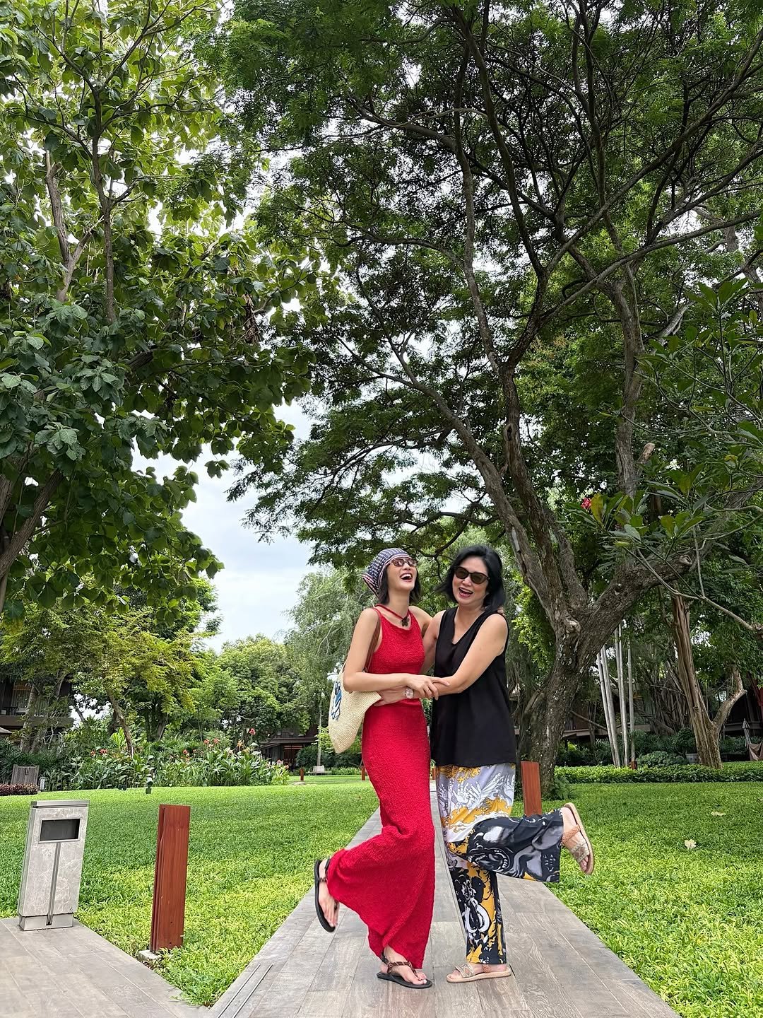 Photo by MINNIE on October 19, 2025. May be an image of one or more people, sundress, tree and text.