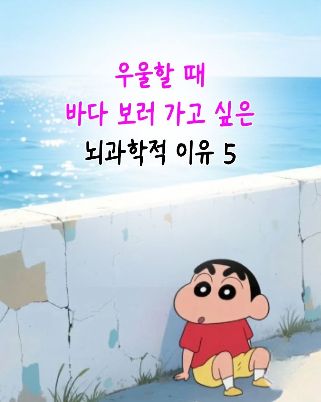 Photo by 매일토닥 on December 26, 2025. May be a doodle of text that says '우울할 때 바다 보러 가고 싶은 뇌과학적 이유 5'.