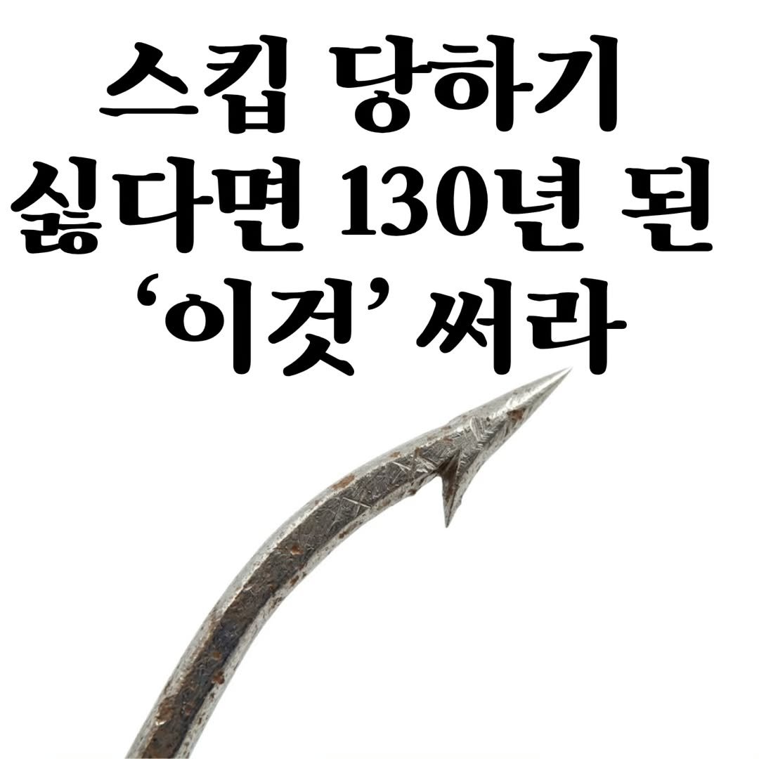 Photo by 마플리 | 마케팅•인사이트•커리어•생산성 on April 15, 2026. May be an image of fishing, fish, fish hook, fishing rod and text that says '스킵 당하기 싫다면 싫다면130년된 된 130년 이것' 써라'.