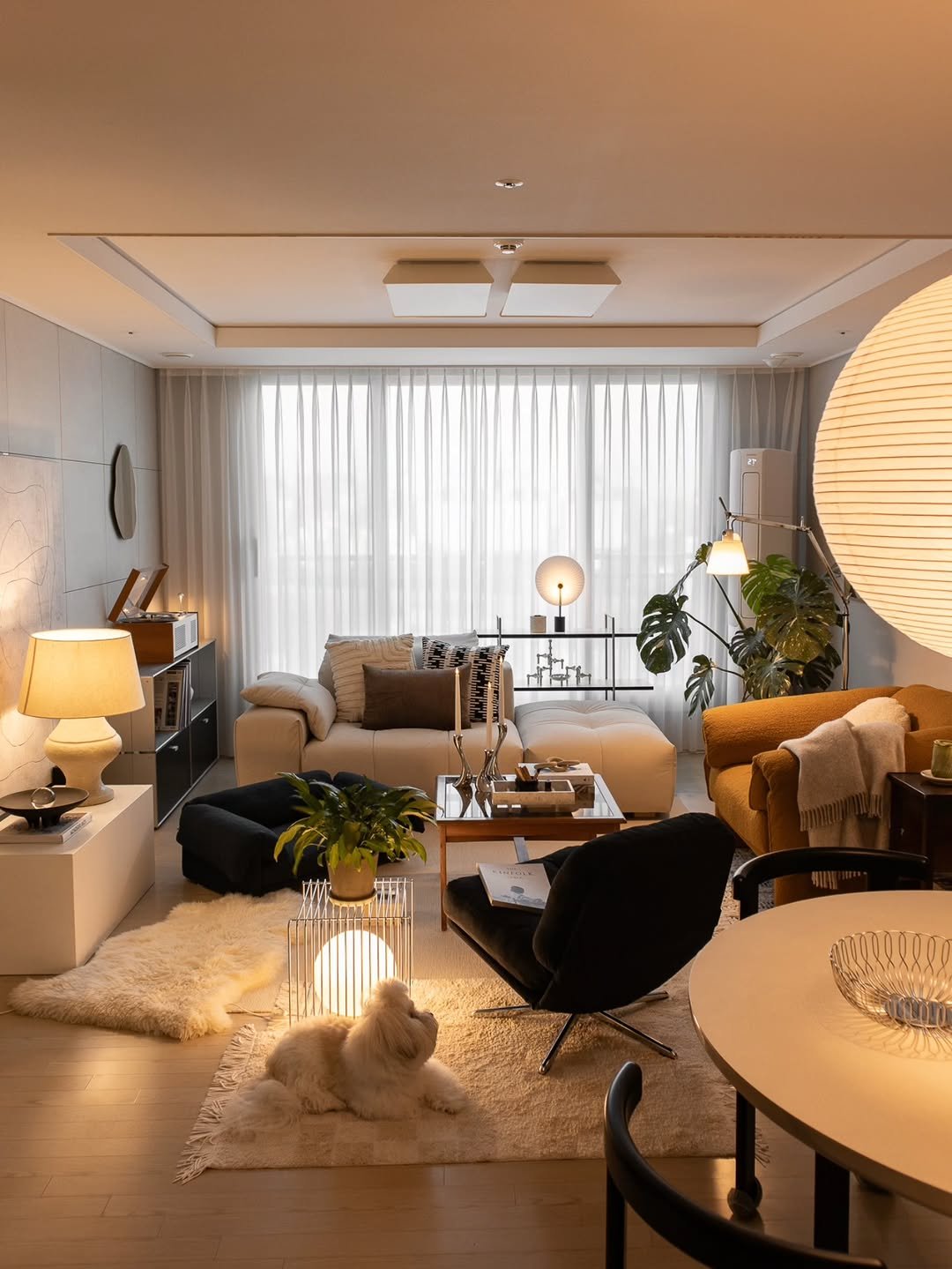 Photo shared by Megan | 메건's home on September 23, 2025 tagging @montanafurniture, @gejstdesign, and @talo.ryyppy. May be an image of lighting, sofa, armchair, chaise lounge, living room, indoors and text.