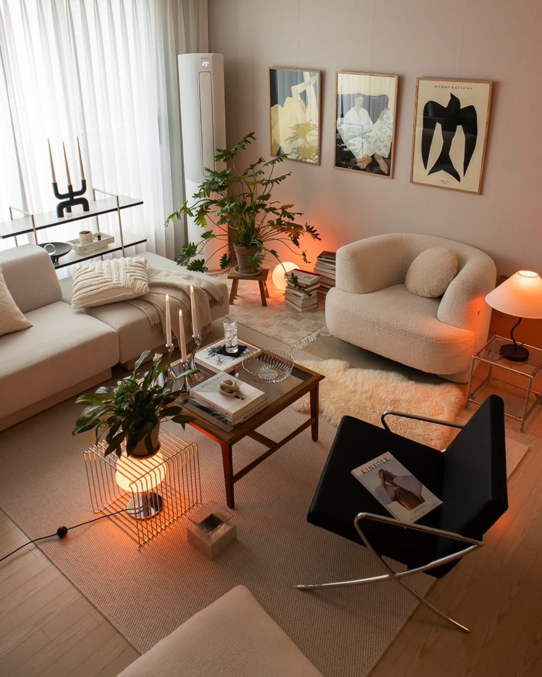 Photo shared by Megan | 메건's home on August 04, 2025 tagging @montanafurniture, @zarahome, @nordicnest.kr, and @talo.ryyppy. May be an image of lighting, sofa, armchair, chaise lounge, living room, indoors and text.