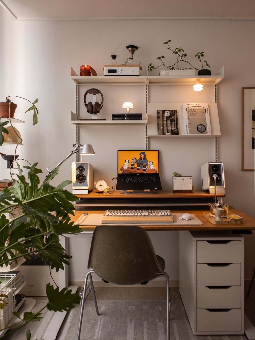 Photo shared by Megan | 메건's home on February 02, 2026 tagging @lexondesign, @hermanmiller, @nordicnest.kr, and @rareraw_official. May be an image of bureau, house plant, desk, indoors, office and text.