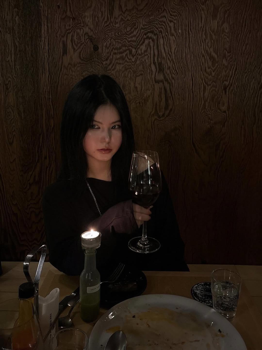 Photo by Hyebin Kim on December 20, 2025. May be an image of candle holder, wine glass, candle, goblet and text.