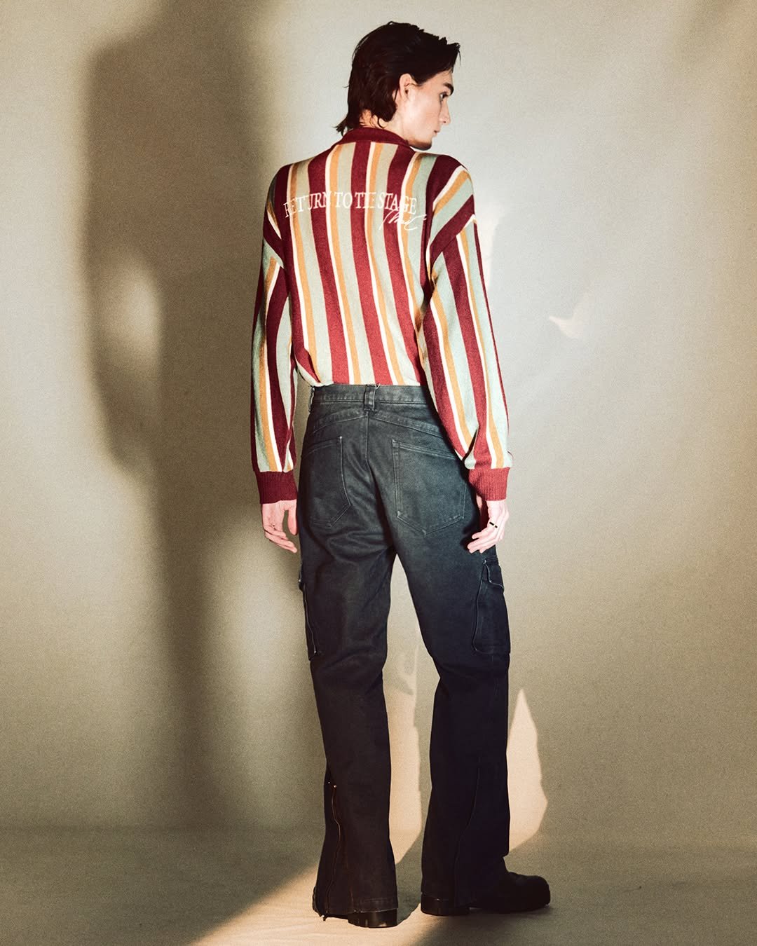 Photo by MMIC (엠엠아이씨) on September 04, 2025. May be an image of 1 person, stripes, turtleneck and text.