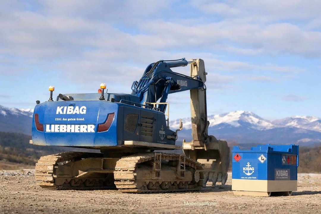 Photo shared by Andreas 😊 on January 05, 2026 tagging @lukas_held, @wsi_models, @l_a_u_c_k_i, @rpa_earthmovingmedia, @kibagofficial, @excavator_life1988, @msm.mountainscalemanufacturing, @bastis_modellbau, @sitech_austria, @benjamin.beytekin.photography, @the_irish_fiforockstar, @der_baucoach, and @kieswerke.ebenhoeh. May be an image of scraper, crane and text.