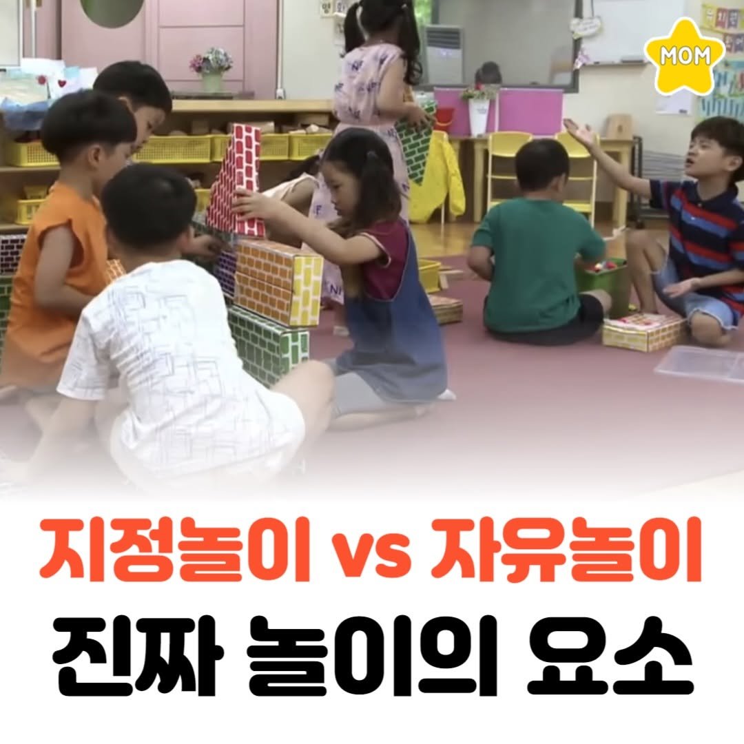 Photo by 맘스타그램 on December 27, 2025. May be an image of lego and text that says '차료 mom - பிா ዛ 지정놀이 vs 자유놀이 Οι 진짜 놀이의 요소'.