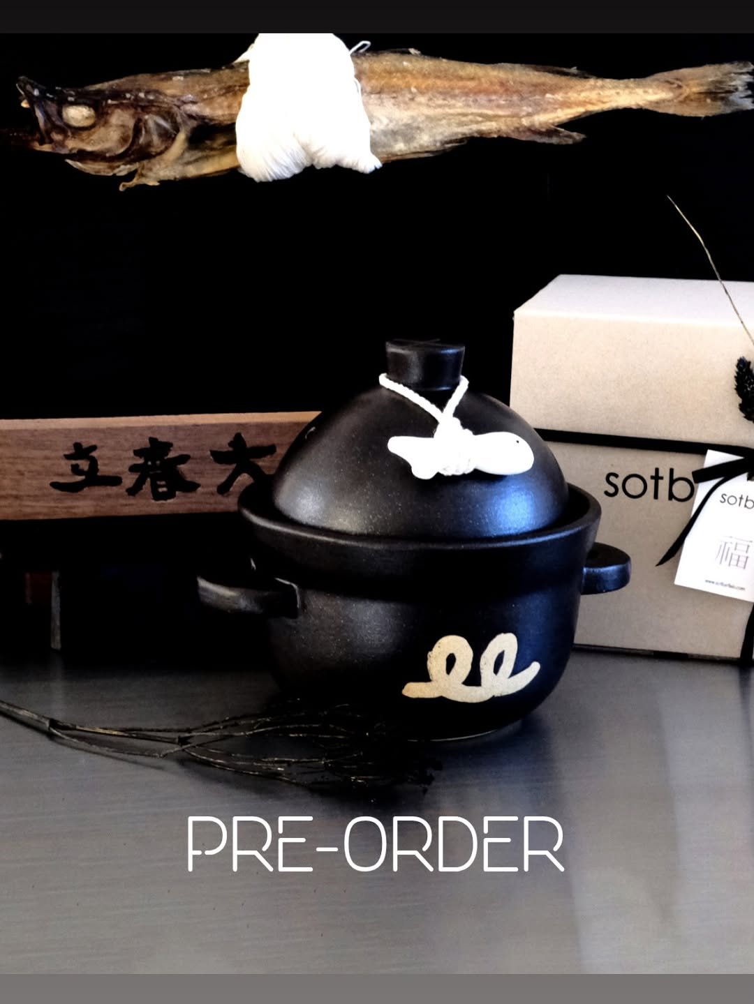 Photo by 모모의솥밭 on February 08, 2026. May be an image of fish, hot pot, pot, teapot and text that says 'sotb sotb.on sotb 福 ይይ PRE-ORDER PRE-'.