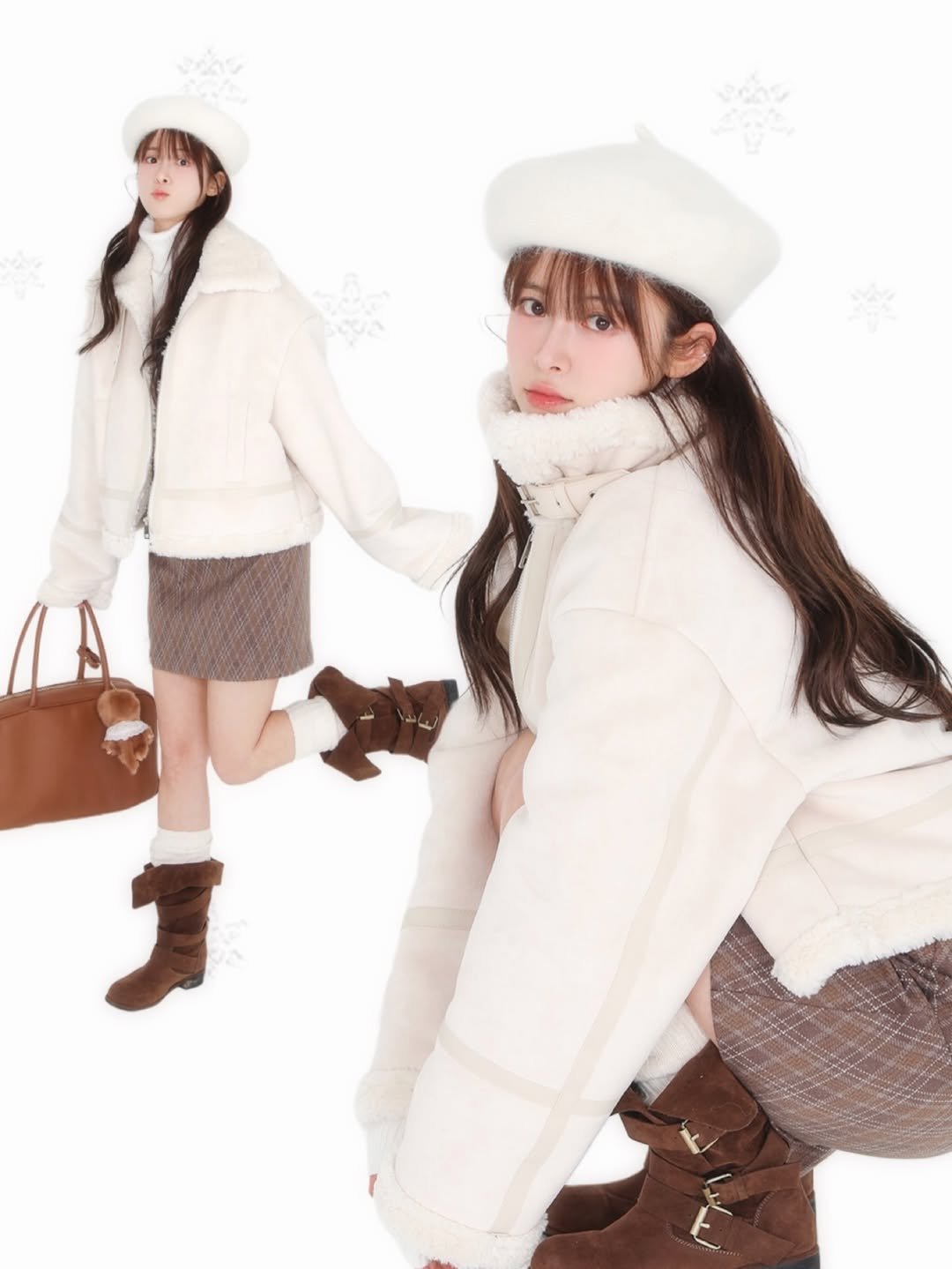 Photo by 무디배디 | 윤달 on December 10, 2025. May be an image of duffle coat, goosedown coat, parka, beret and text.