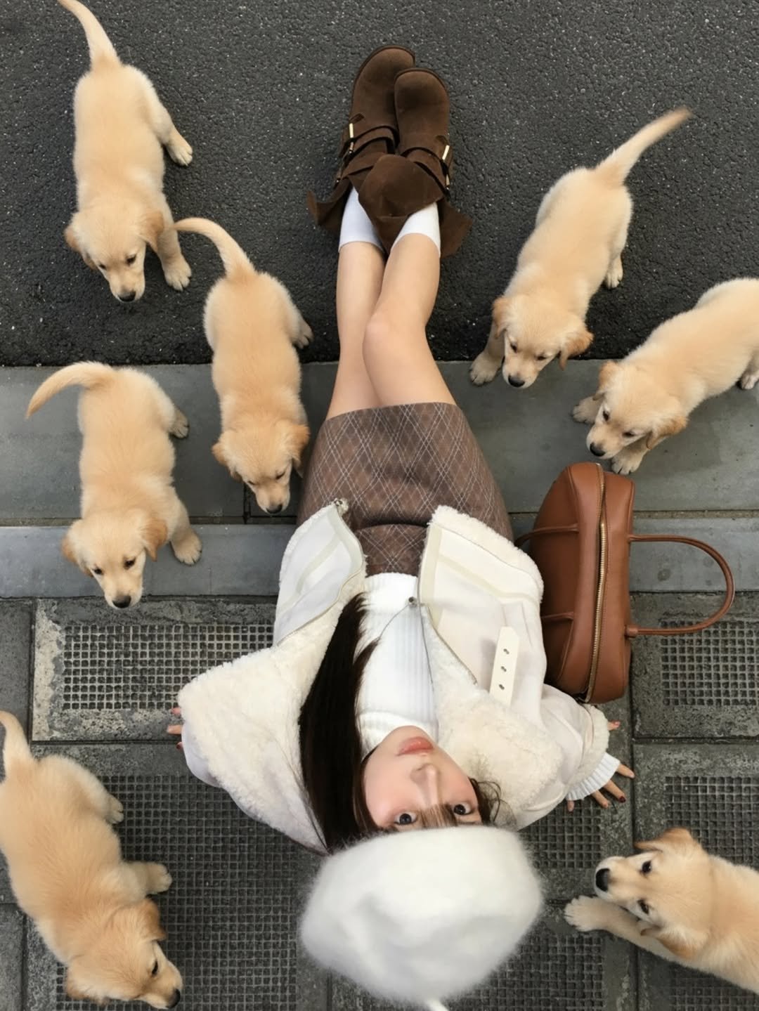 Photo by 무디배디 | 윤달 on November 25, 2025. May be an image of golden retriever, Pekinese, sable coat and text.