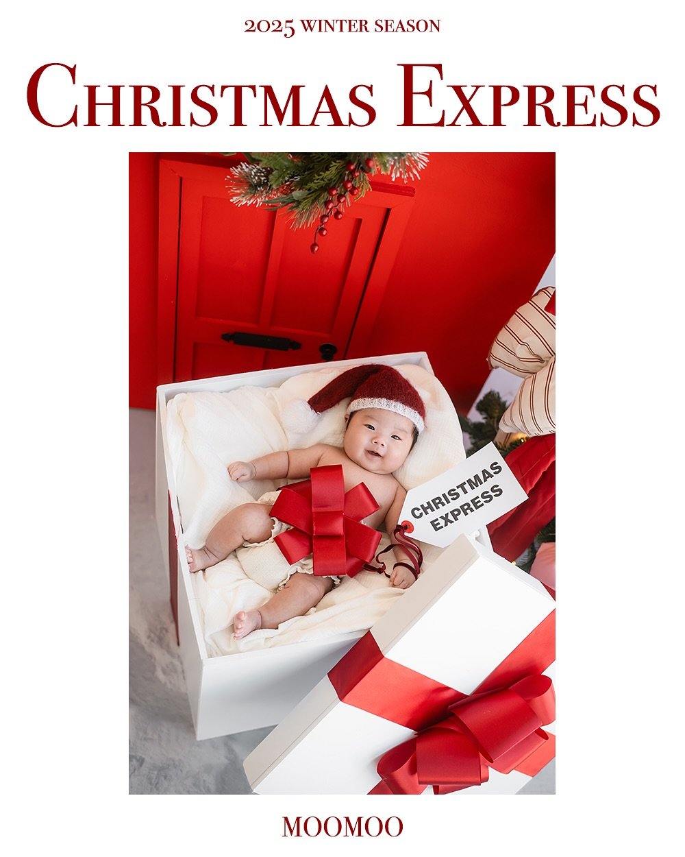 Photo by MOOMOO STUDIO 무무스튜디오 on November 13, 2025. May be an image of baby, baby bed, card and text that says '2025 WINTER SEASON CHRISTMAS EXPRESS ធាលពជ CHRISTMAS SAPRESS EXPRESS CHRISTHAS MOOMOO'.