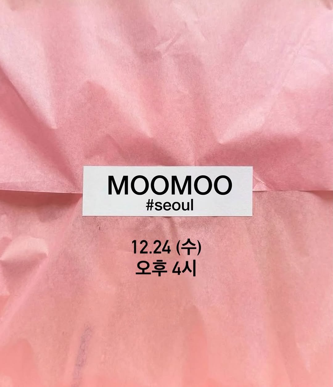 Photo by MOOMOO STUDIO 무무스튜디오 on December 23, 2025. May be an image of text that says 'MOOMOO #seoul 12.24 12.24(수) (수) 오후 오후4시 4시'.