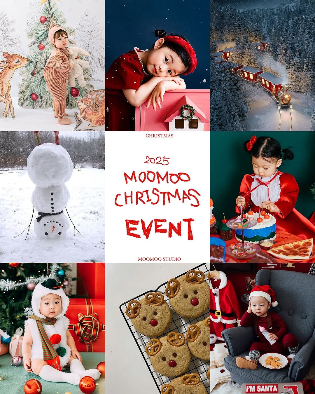 Photo by MOOMOO STUDIO 무무스튜디오 on September 26, 2025. May be an image of 4 people, gingerbread cookie, cake, snowman, magazine, tinsel and text that says 'ILA CHRISTMAS 2025 MOOMOO CHRISTMAS EVENT MOOMOO MOOMOOSTUDIO OSTUDIO P'M SANTA'.