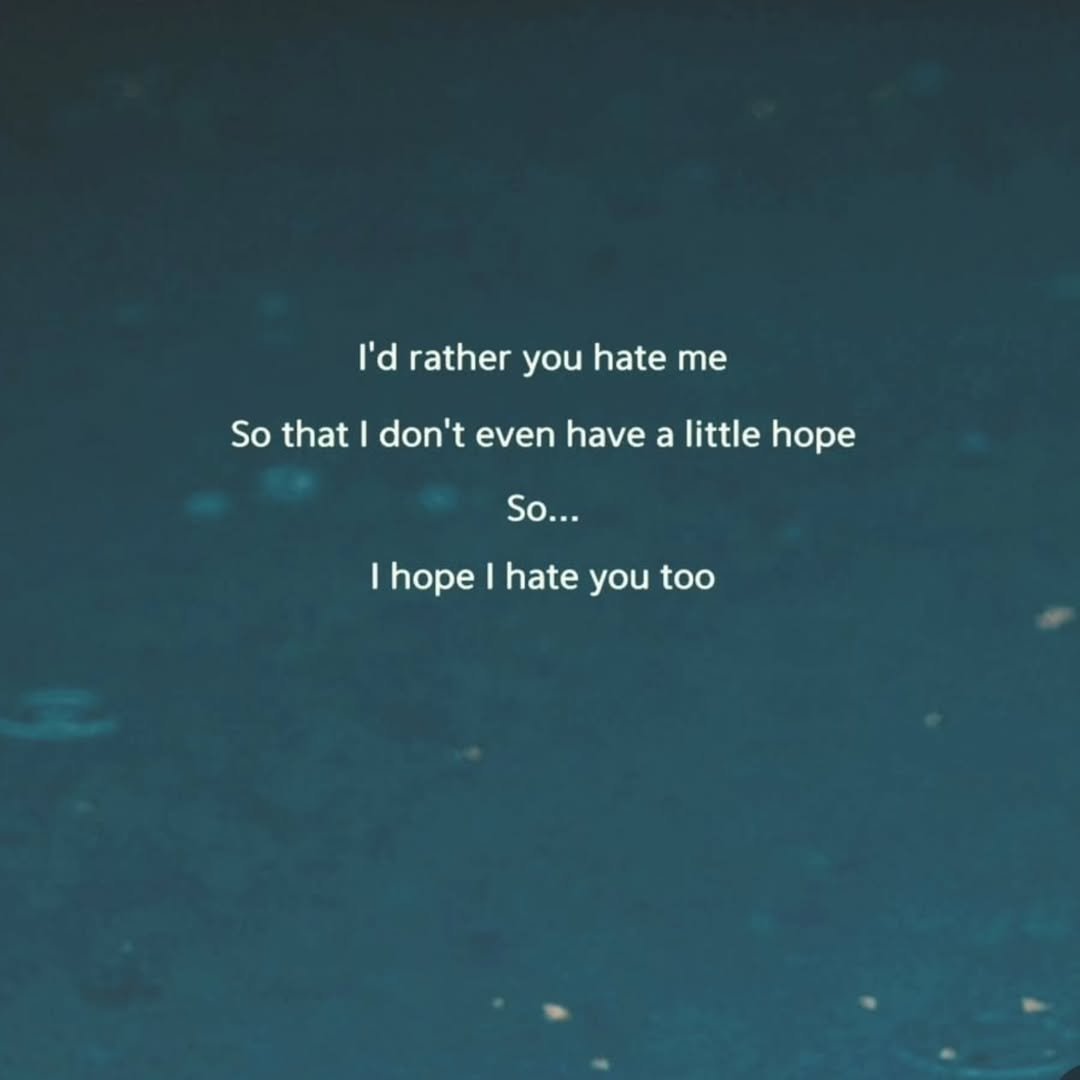 Photo by 문병열, 글 on July 27, 2025. May be an image of text that says 'I'd rather you hate me So that don't even have a little hope So... I hope hate you too'.