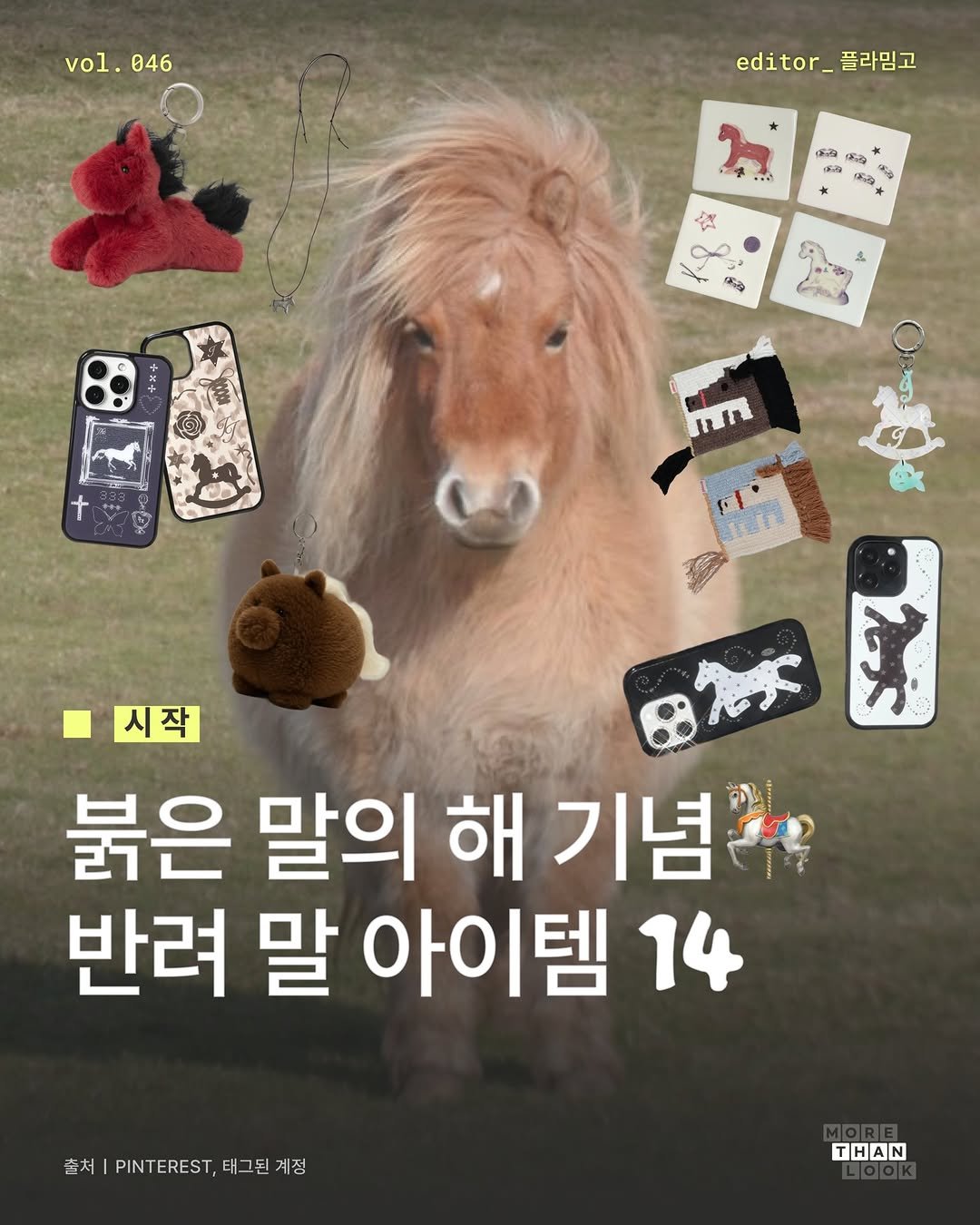 Photo shared by 몰댄룩ㅣmorethan.look on January 06, 2026 tagging @nightfruiti, @threetimess, @lofa_seoul, @fotl.kr, @milloarchive, @waterjean_official_, @irosiiroa, and @cumo.kr. May be an image of ‎pony and ‎text that says '‎vol. vol.046 046 editor_ or_플라임고 플라임고 ..រា Eta GSa お森 K0 9 كل ع CT ه 中 ال t F าชกี 시작 み 붉은 말의 해 기념니 반려 말 아이템 14 출처 PINTEREST, 총서|PTEREST,태그원계정 태그된 태그된계정 계정 THAN‎'‎‎.