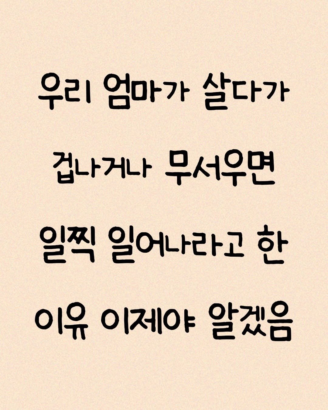 Photo by 모티브 인사이트 on December 27, 2025. May be an image of text that says '우리 엄마가 살다가 겁나거나 무서우면 일찍 일어나라고 한 이유 이유이제야알겠음 이제야 알겠음'.