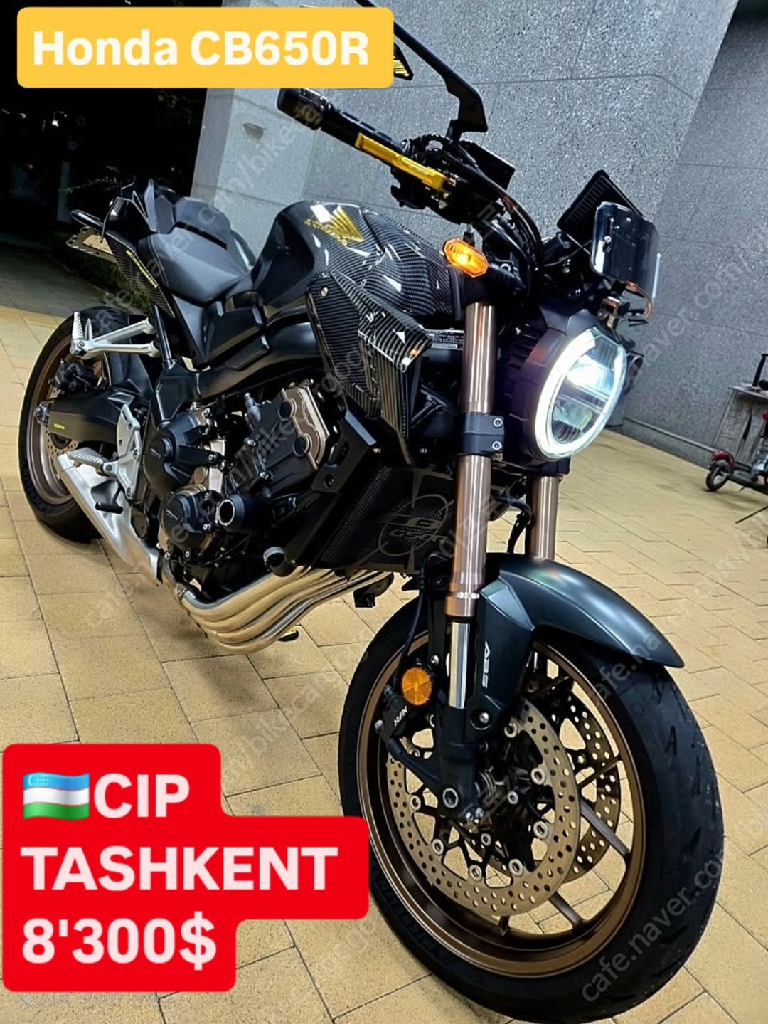 Photo by Ibrohim on September 19, 2025. May be an image of motorcycle, scooter and text that says 'Honda CB650R ZCIP CIP TASHKENT 8'300$'.