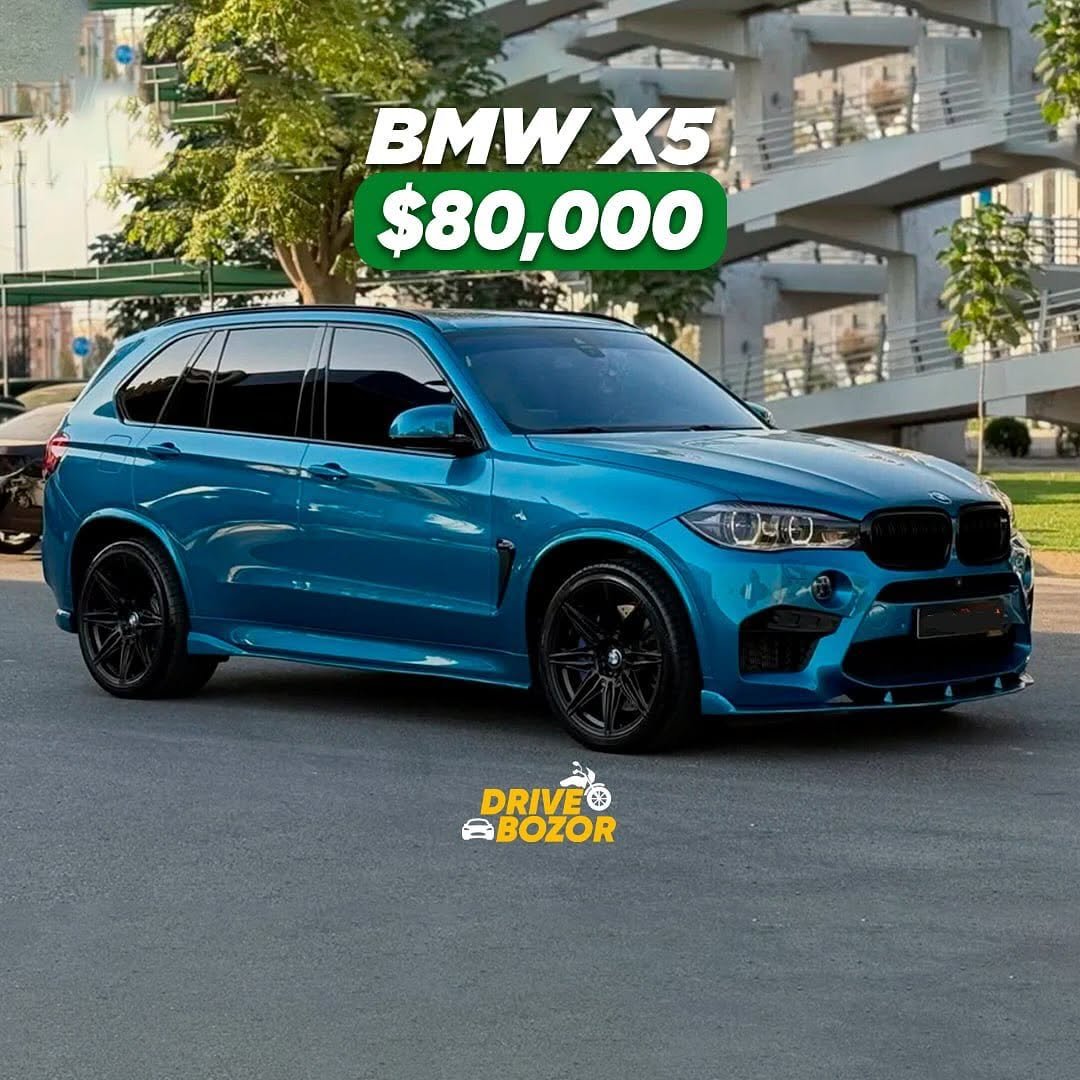 Photo by Moto savdo on September 17, 2025. May be an image of wheel, sedan, windshield and text that says 'X5 $80,000 DRIVEO DRIVE @BOZOR'.