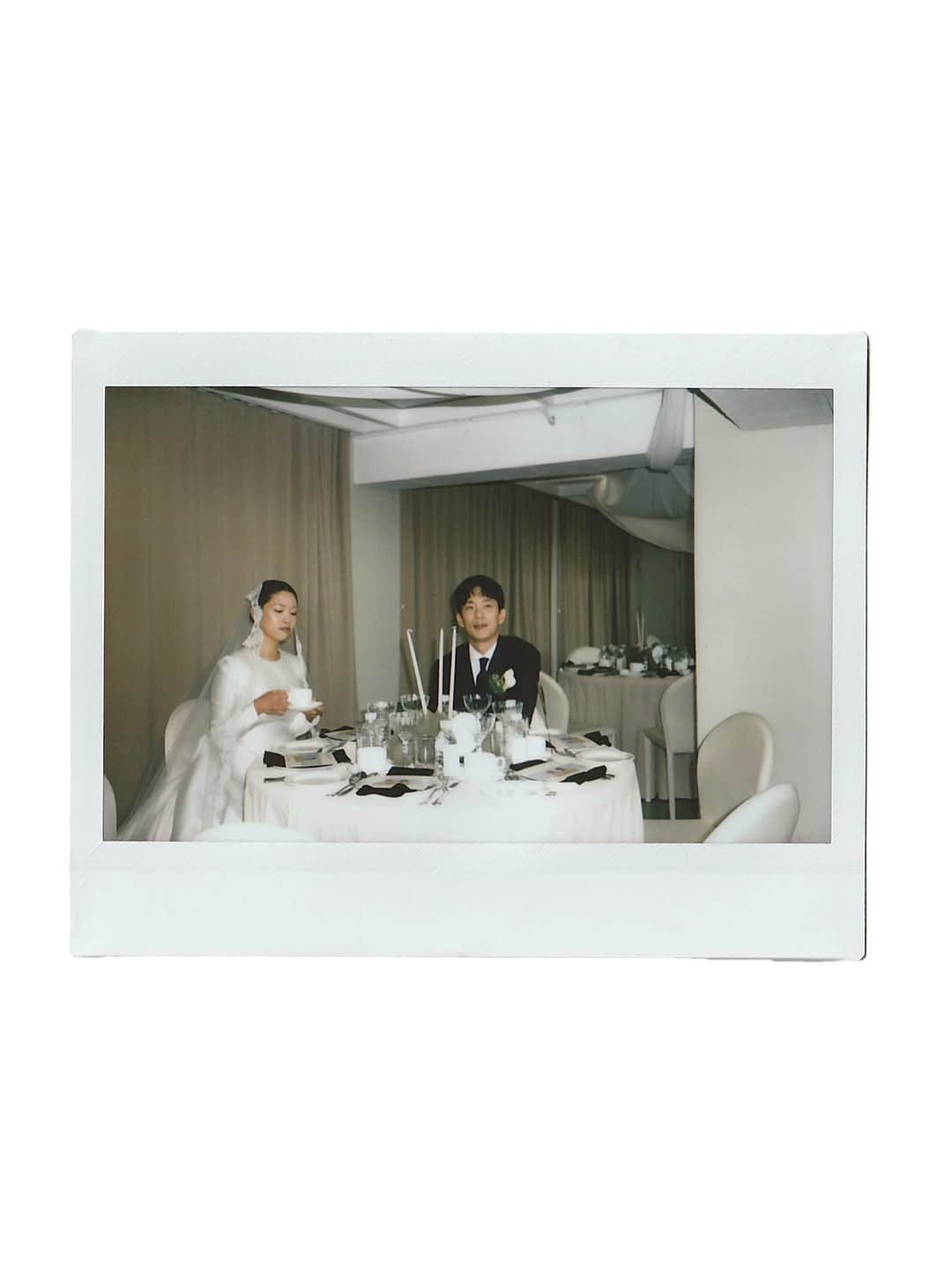 Photo shared by MUGUASU 무과수 on November 10, 2025 tagging @awakeyes. May be an image of one or more people, polaroid, wedding and text.