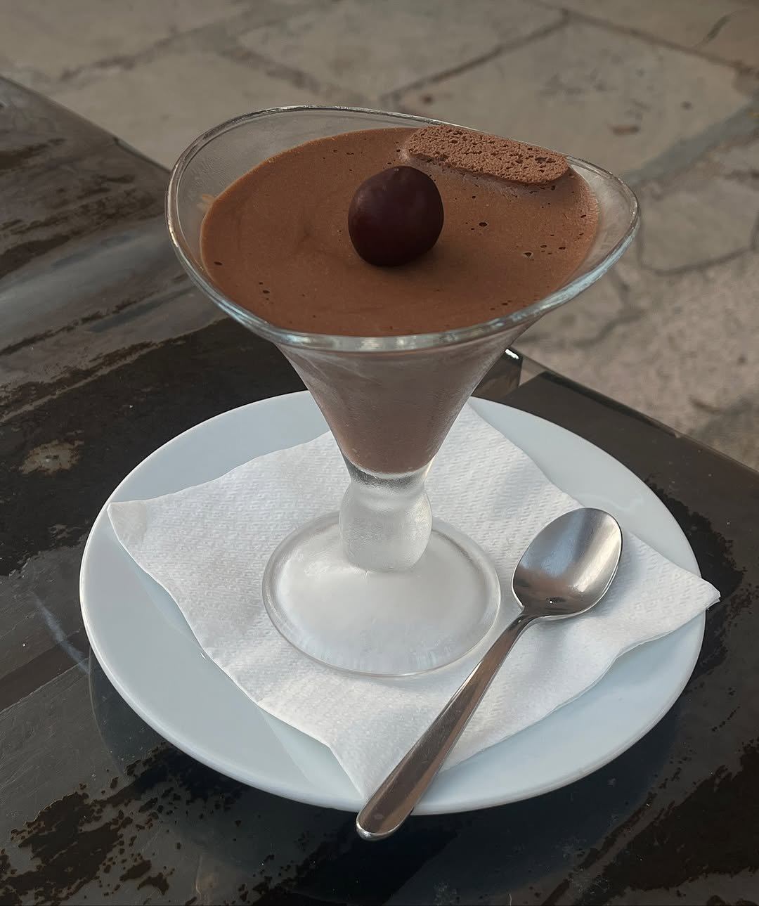Photo by MUGUASU 무과수 on September 21, 2025. May be an image of gelato, chocolate mousse and text.
