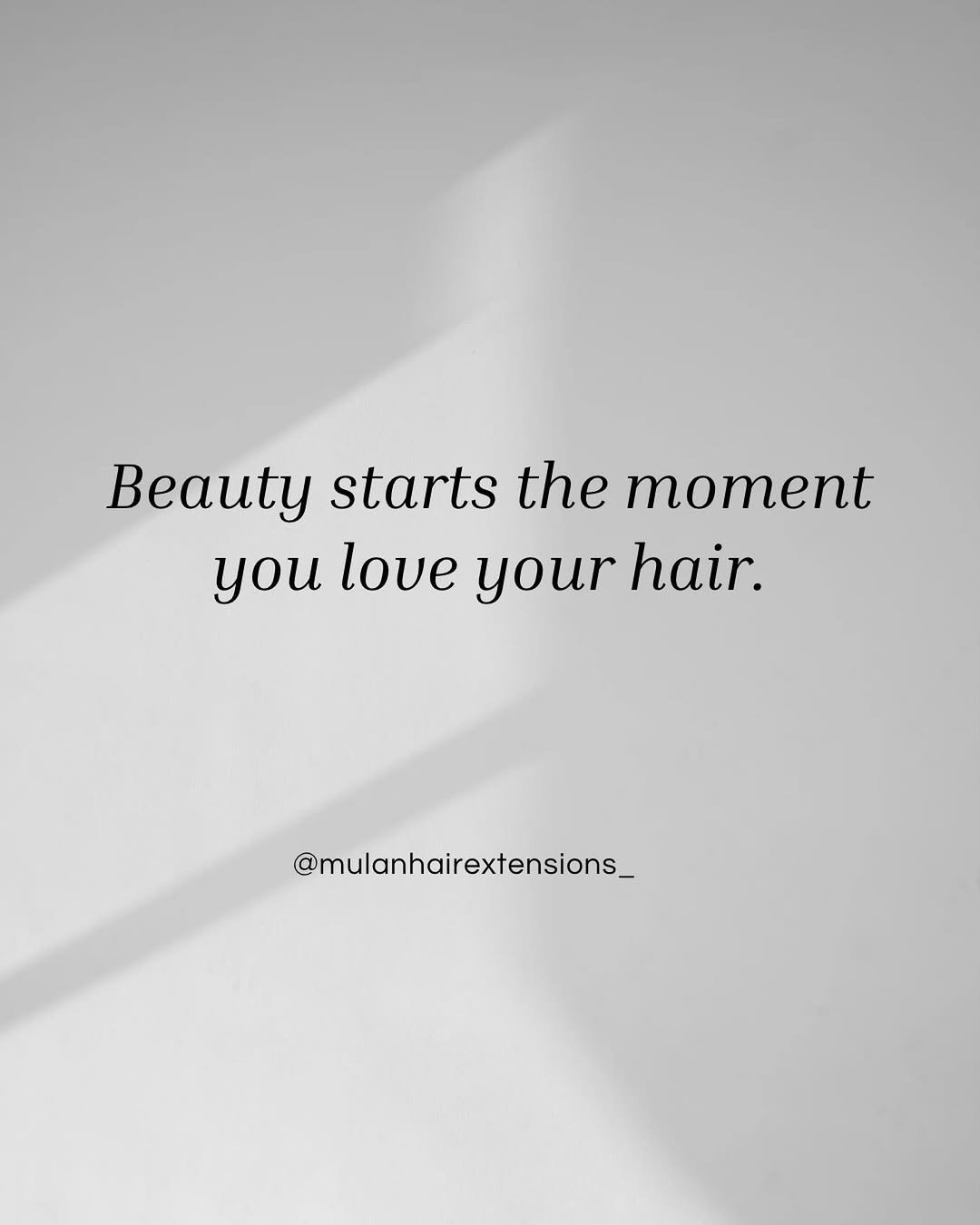 Photo by Felicity | Hair Extensions Manufacture in USA. May be a black-and-white image of one or more people, makeup and text that says 'Beauty starts the moment you love your youloveyourhair. hair. @mulanhairextensions_'.