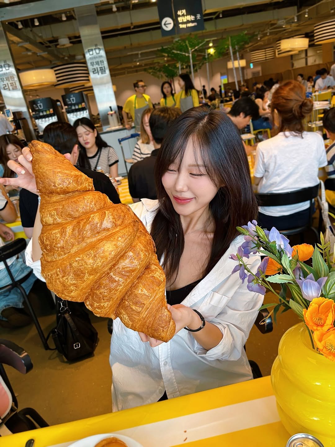 Photo shared by Kim Mumu on September 14, 2025 tagging @ikeakr. May be an image of 6 people, croissant, bread and text.