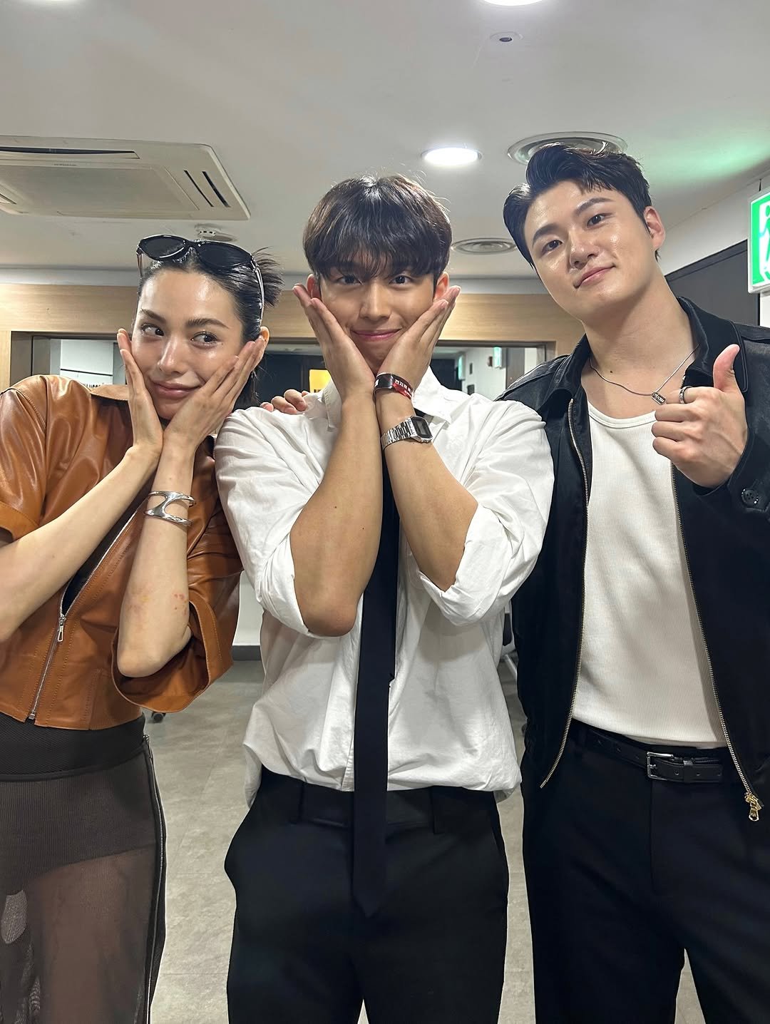 Photo shared by 조명식 on July 04, 2025 tagging @jin_a_nana, and @seungho__shin. May be an image of 2 people, bangs, top and text.
