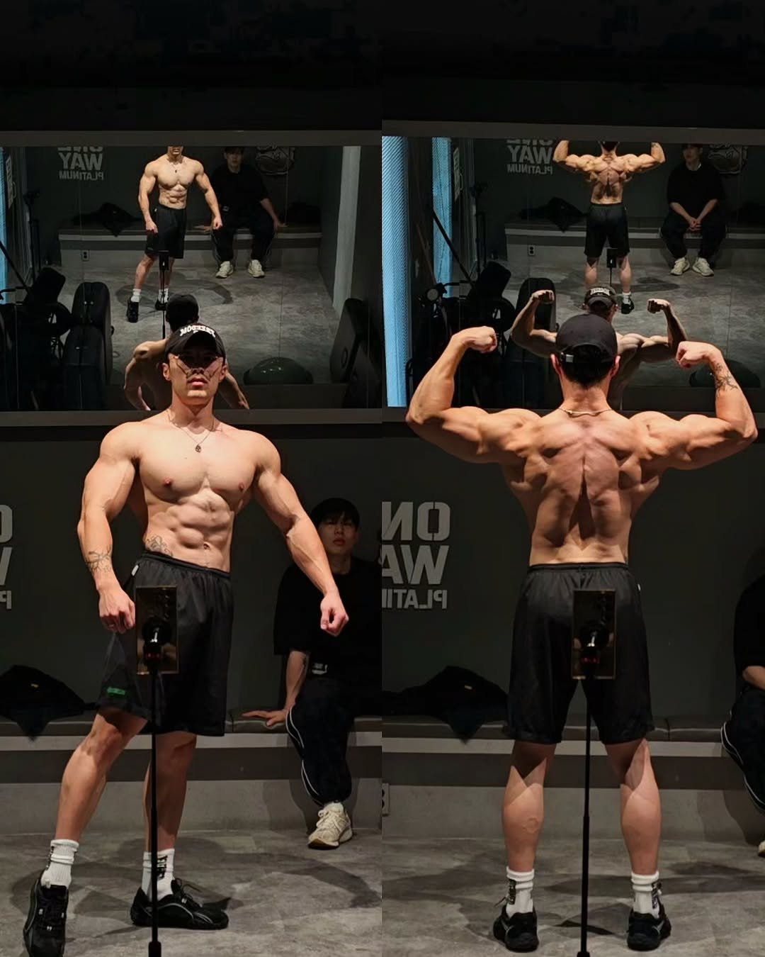 Photo by 상체충 좌용관 / 광주PT🌐 on November 01, 2025. May be an image of one or more people, biceps, people bodybuilding and text.