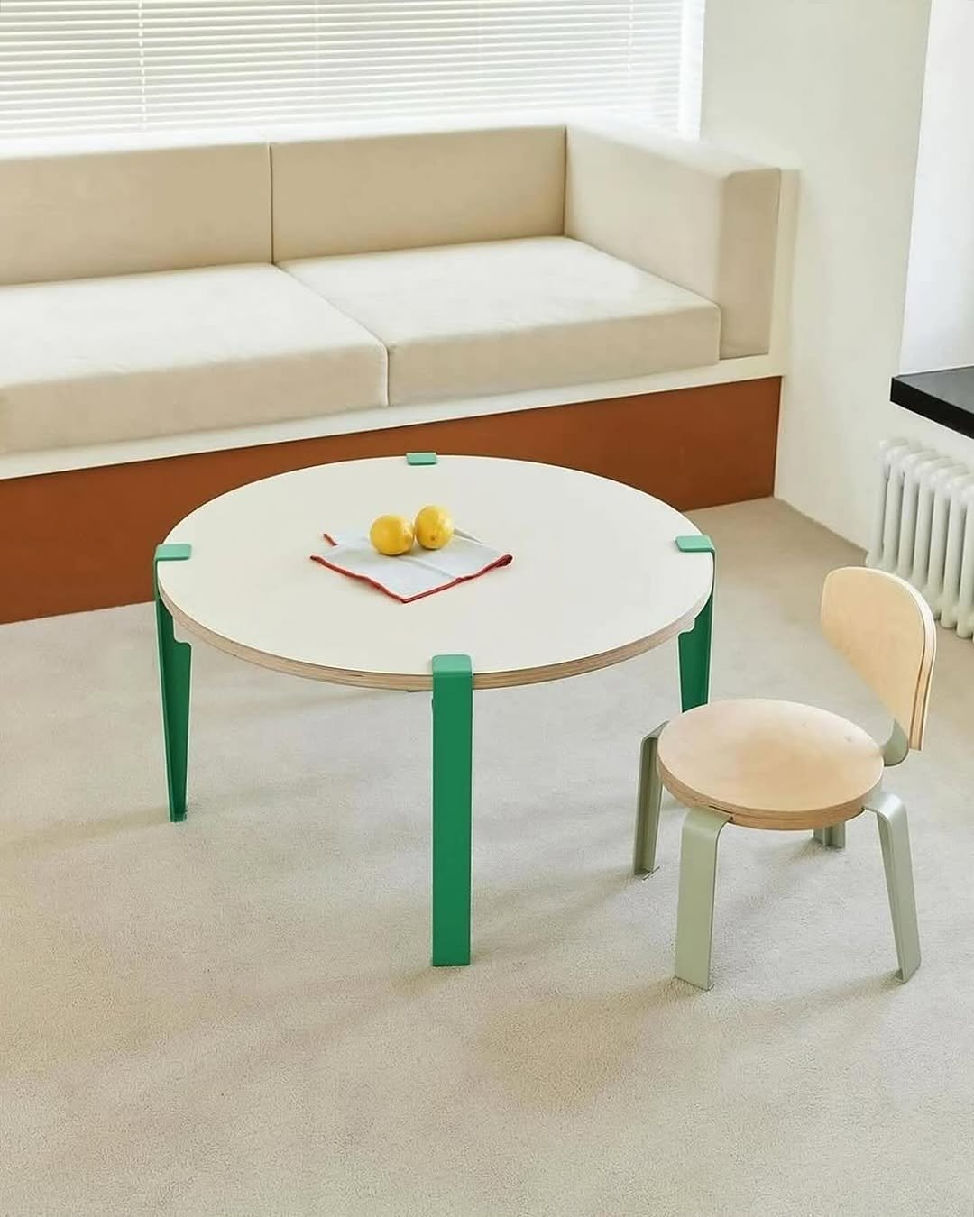 Photo by MUTOMO ART PROJECT in MUTOMO ART PROJECT. May be an image of table, chair, armchair, dining table and text.