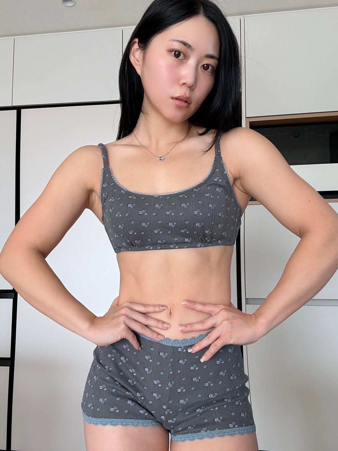 Photo by 안채린 on February 08, 2026. May be an image of activewear, sleepwear, sportswear, underwear and text.