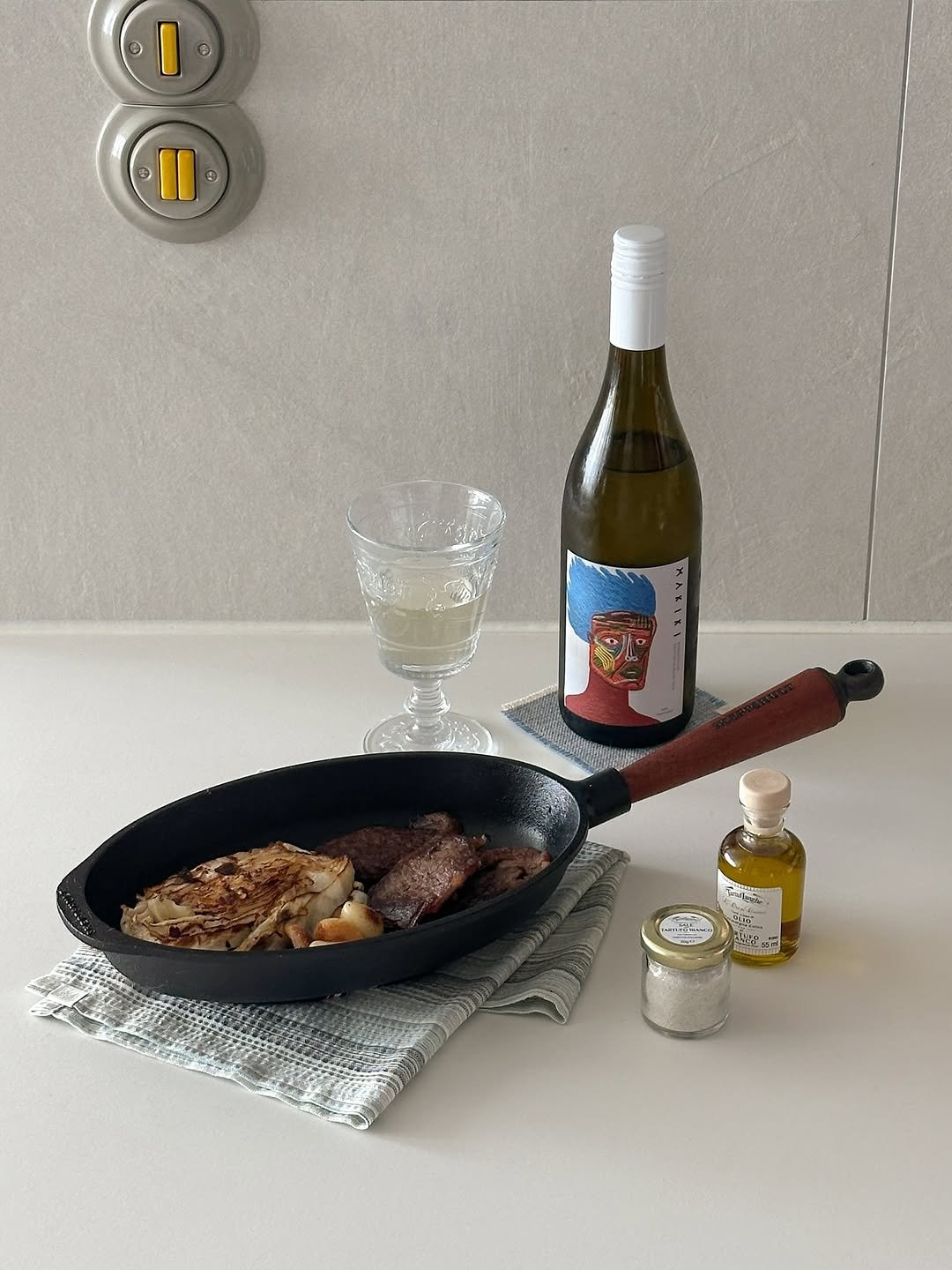 Photo shared by 마페하, myfavehobby on August 11, 2025 tagging @skeppshult_korea. May be an image of pasta, saucepan, corkscrew, wine bottle and text.