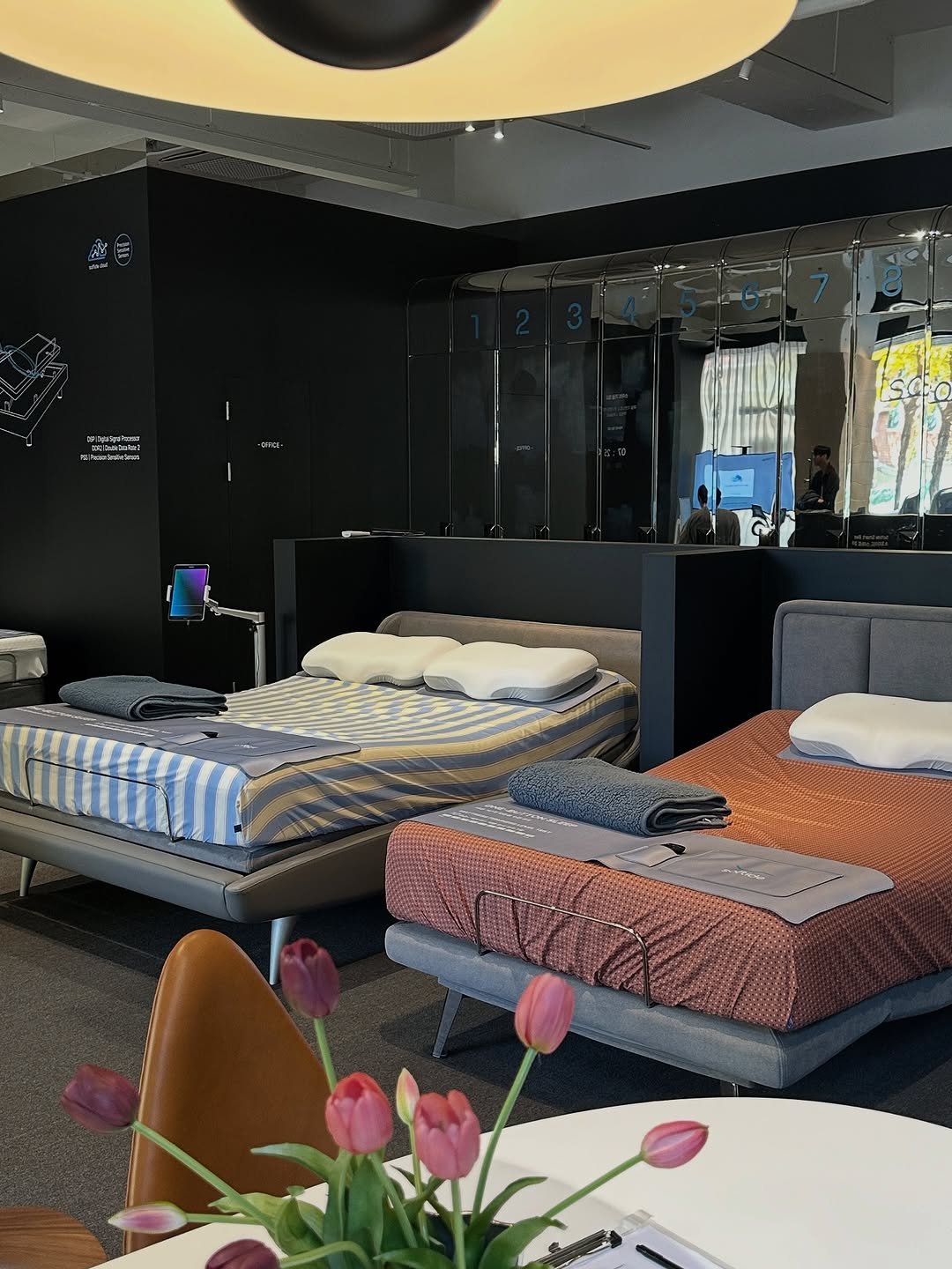 Photo shared by 혜미 ◡̈ on November 10, 2025 tagging @softide_kr. May be an image of bed, lighting, armchair, indoors, bedroom and text.