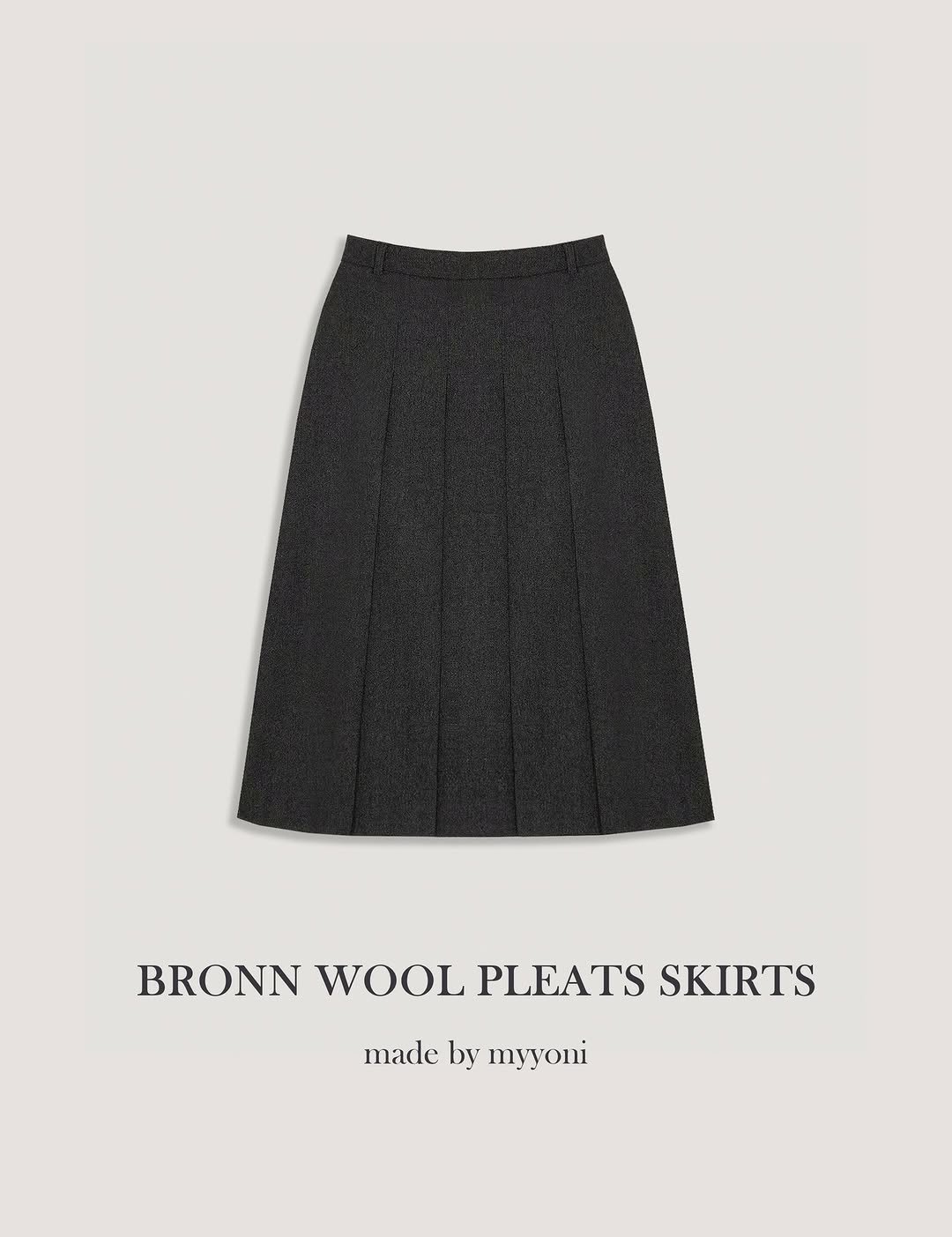 Photo by 마이요니 | 하비 맞춤제작 | 바지맛집 스커트맛집 on December 22, 2025. May be an image of skirt, miniskirt and text that says 'BRONN BRONN WOOL PLEATS SKIRTS made by myyoni'.