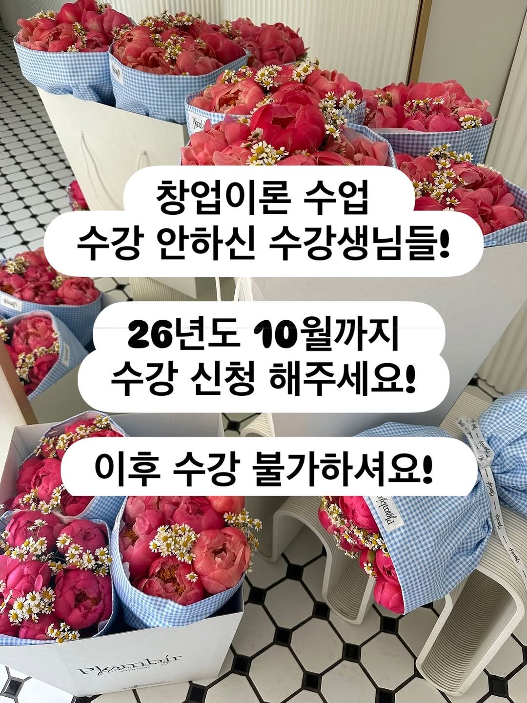 Photo by 앤디어 |강아지케이크  | 서울강아지케이크클래스 | 서울강아지케이크 in Seoul, Korea. May be an image of baby's-breath and text that says '창업이론 수업 수강 안하신 수강생님들! 26년도 10월까지 수강 신청 해주세요! 이후 수강 불가하셔요! ស្នាំេ ก๋กุนาส Pxbir'.